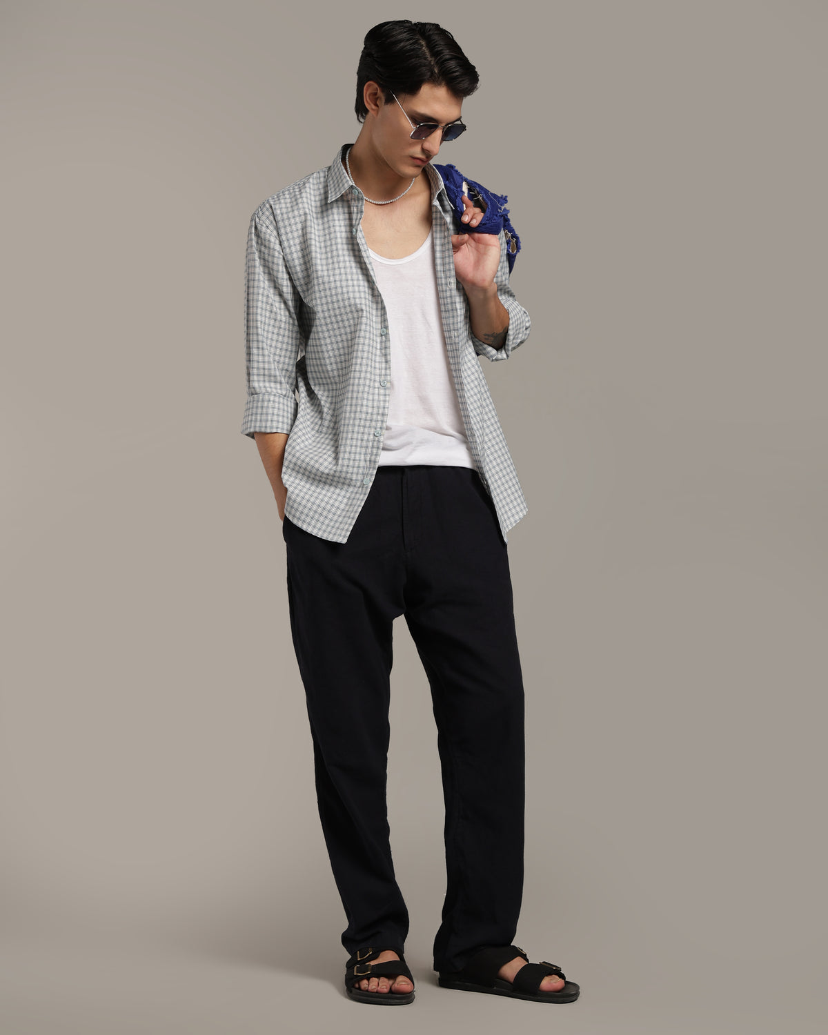Indigo white Poplin Shirt
