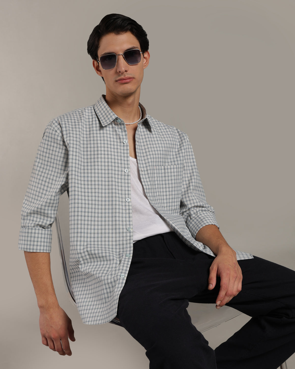 Indigo white Poplin Shirt