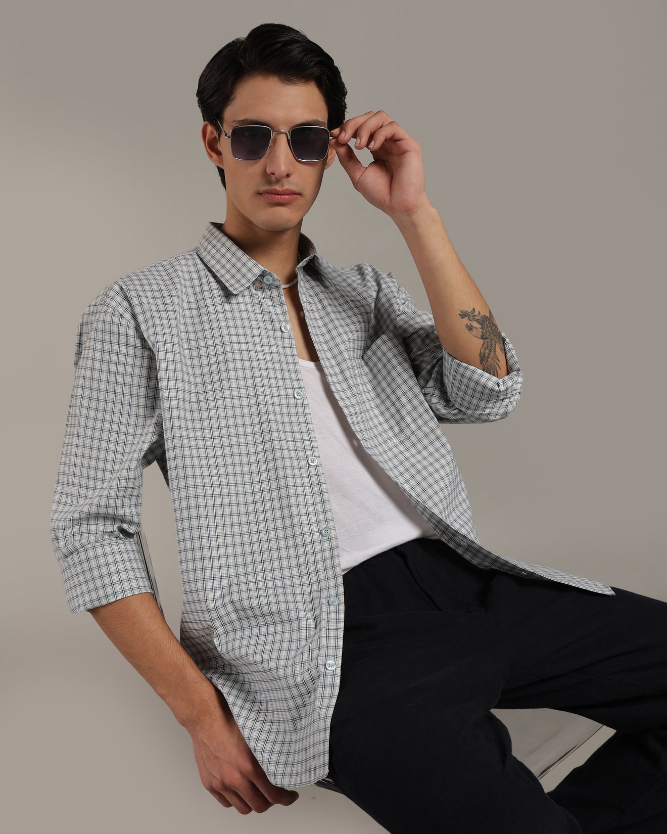 Indigo white Poplin Shirt