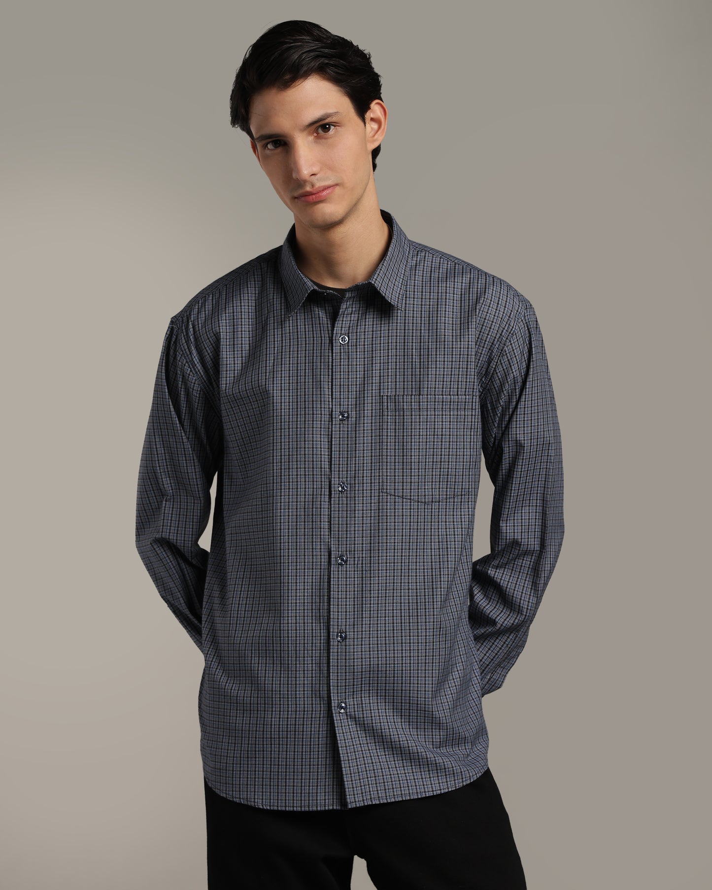 Dark Blue Poplin Shirt