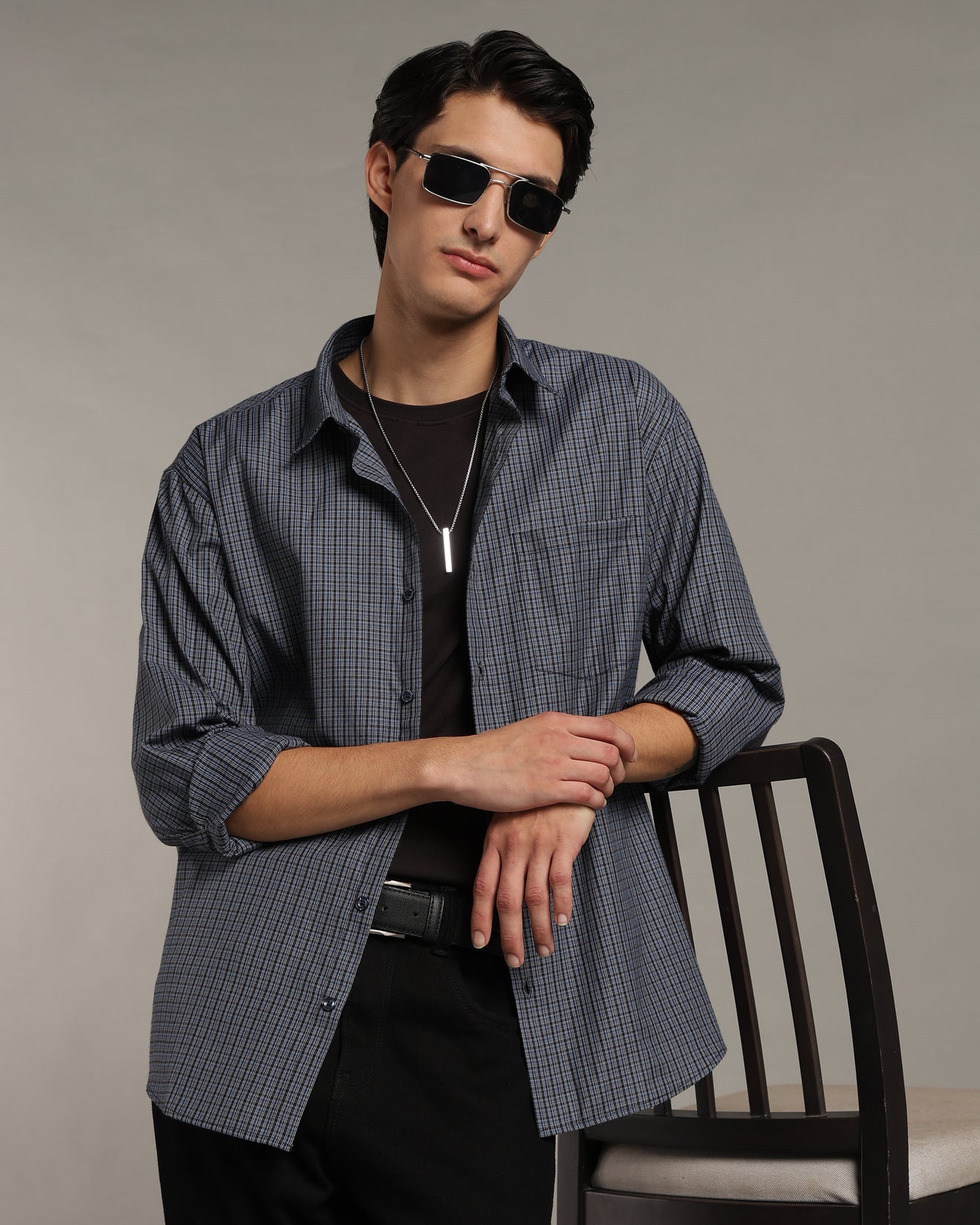 Dark Blue Poplin Shirt