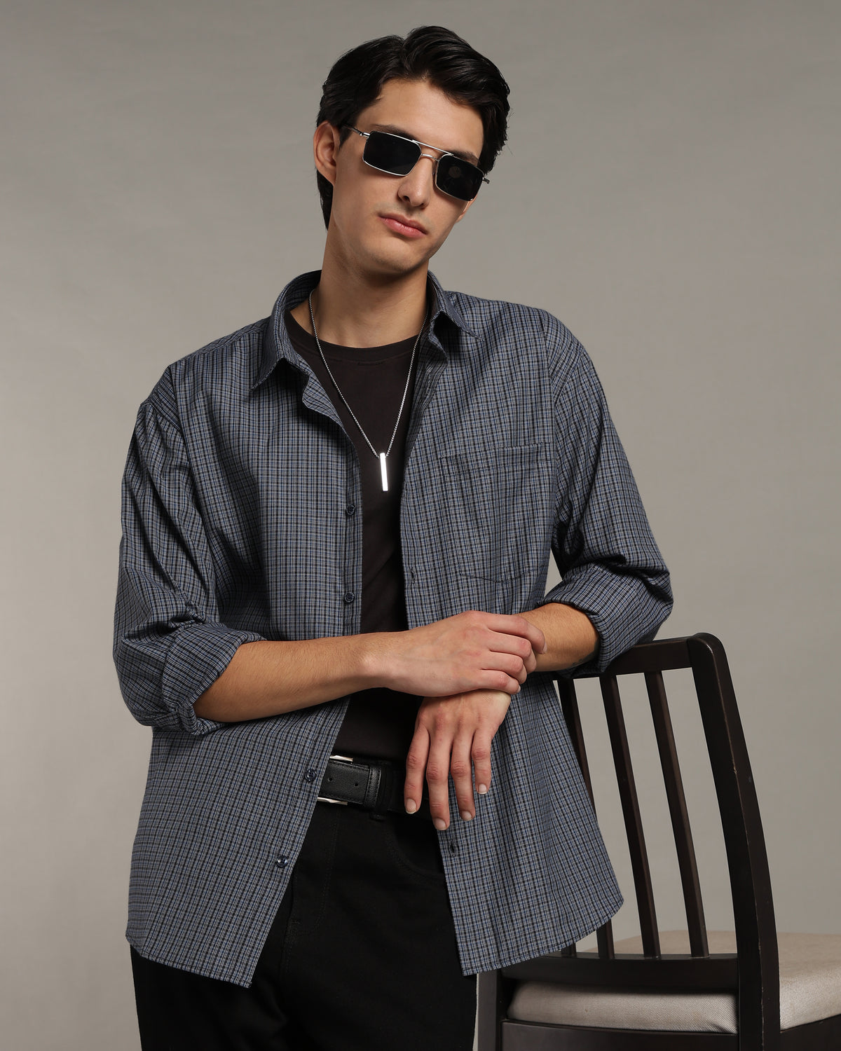 Dark Blue Poplin Shirt