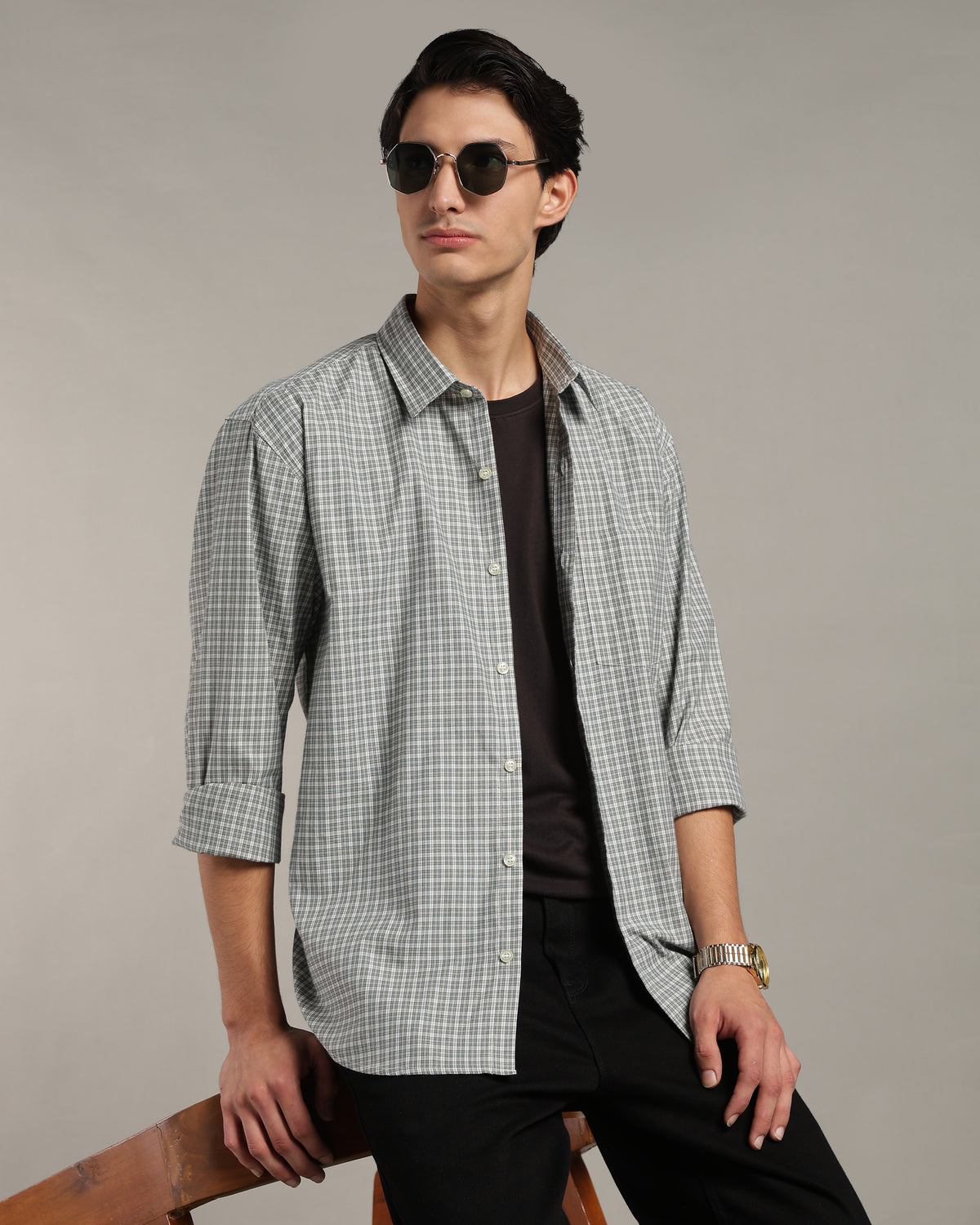 Olive Grey Poplin Shirt