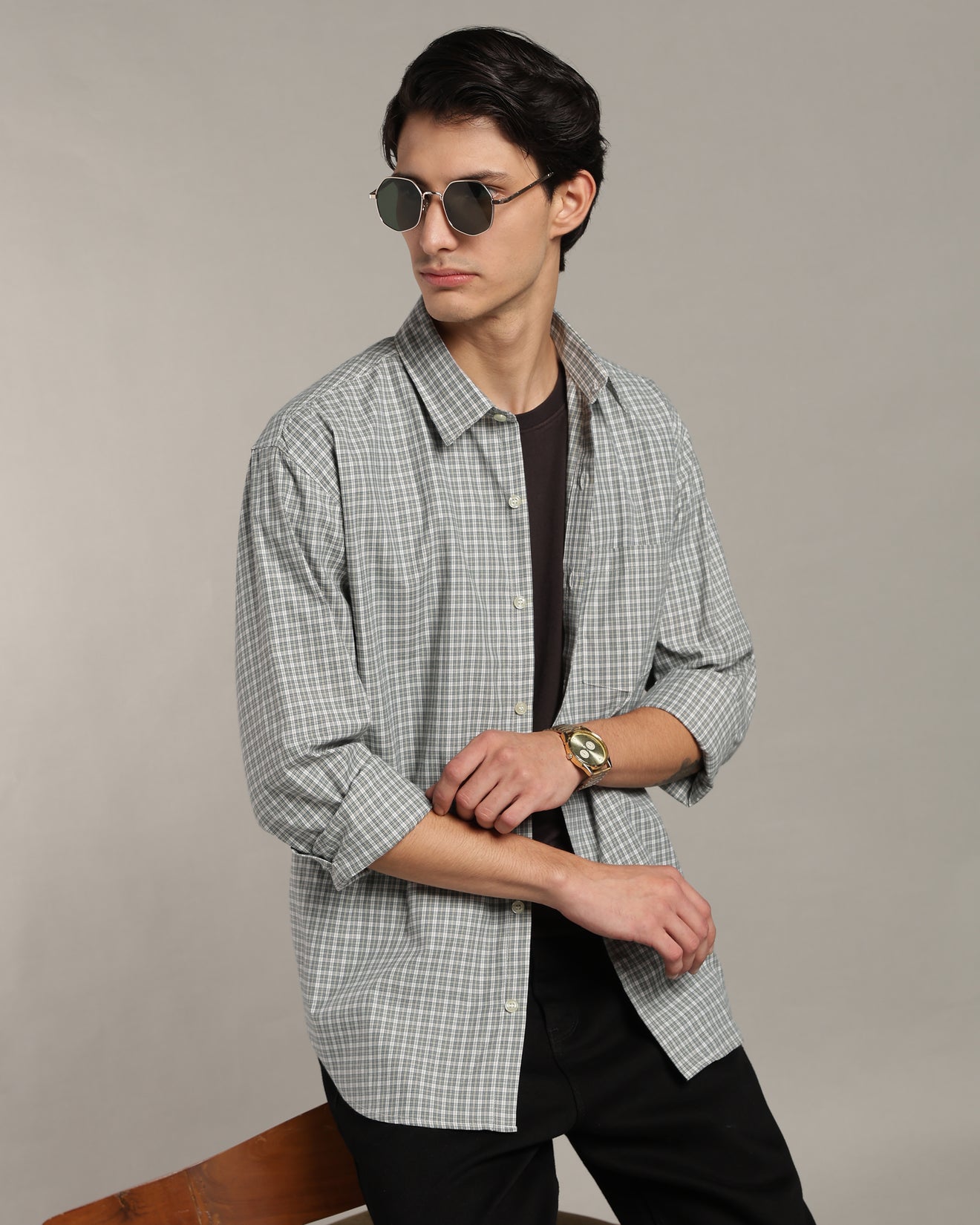 Olive Grey Poplin Shirt
