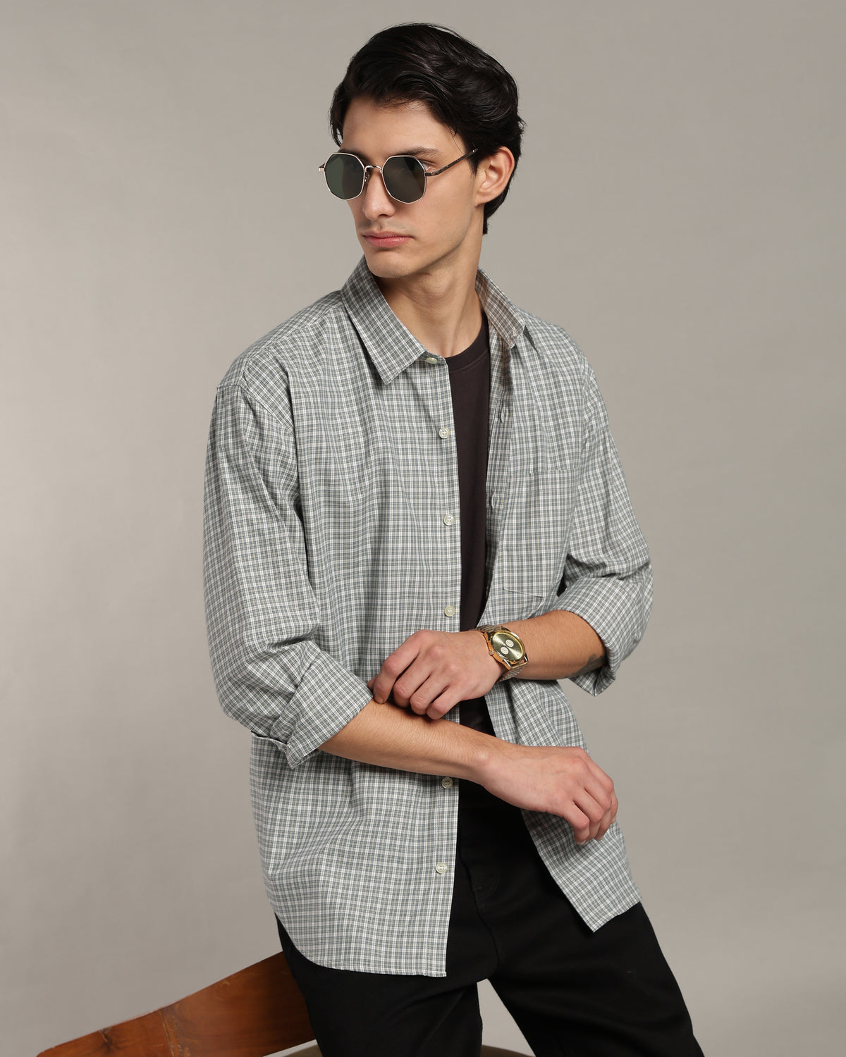 Olive Grey Poplin Shirt