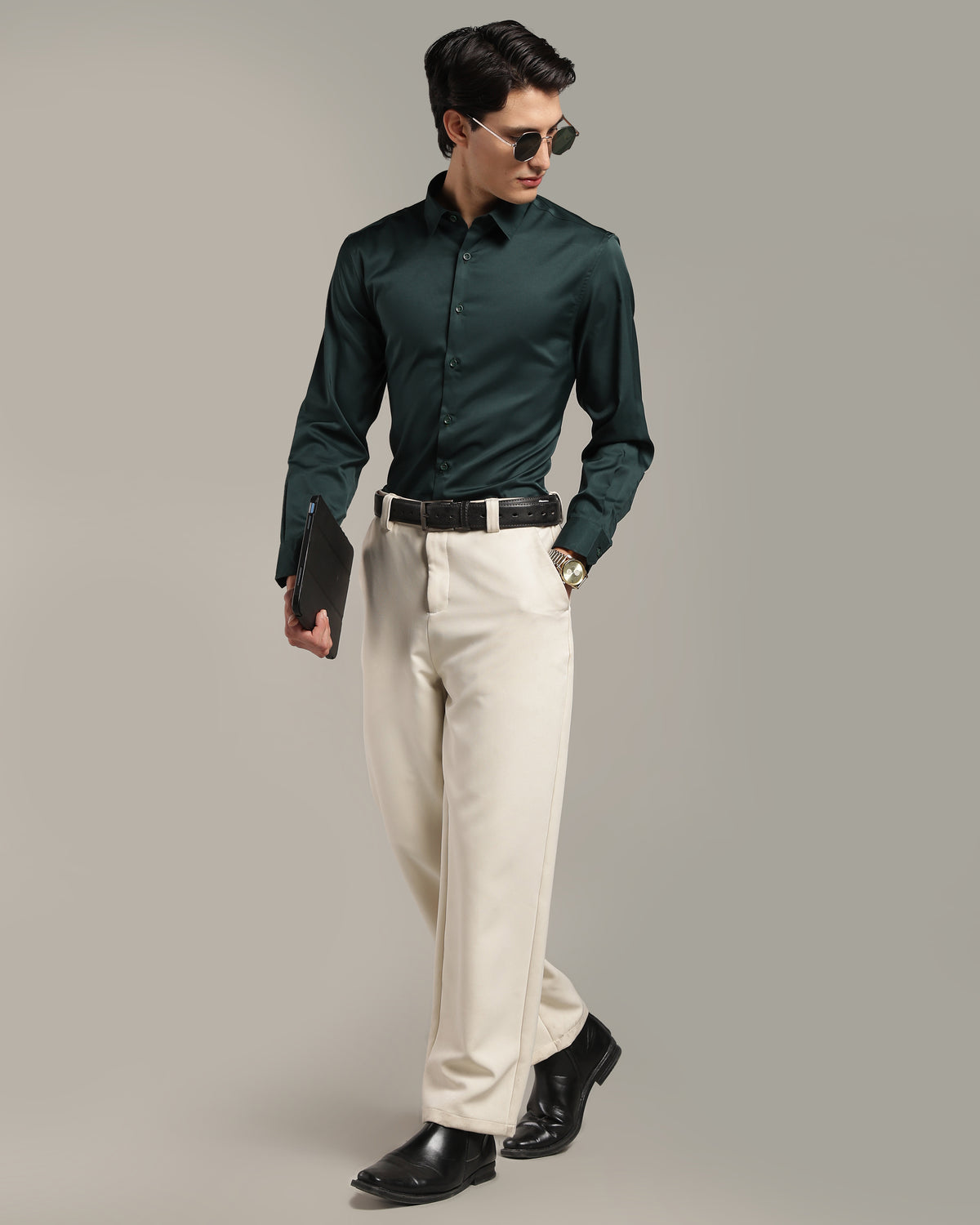 Luxe  Forest Green Slim Fit Shirt