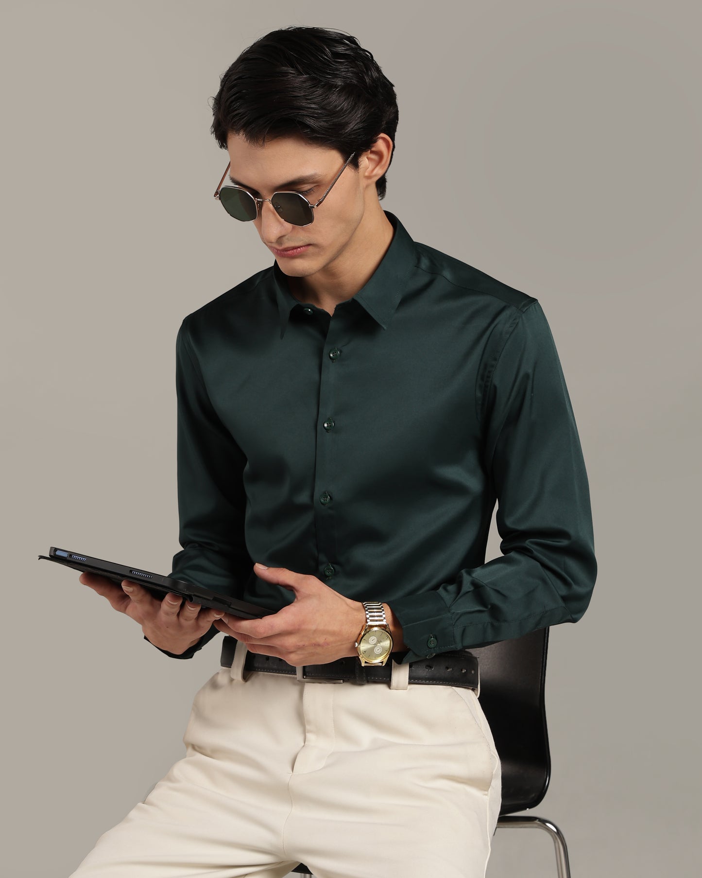 Luxe  Forest Green Slim Fit Shirt