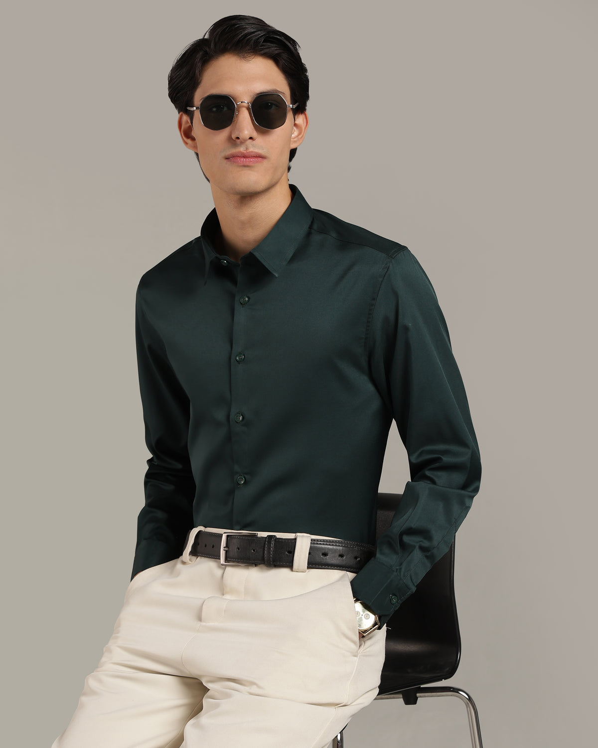 Luxe  Forest Green Slim Fit Shirt
