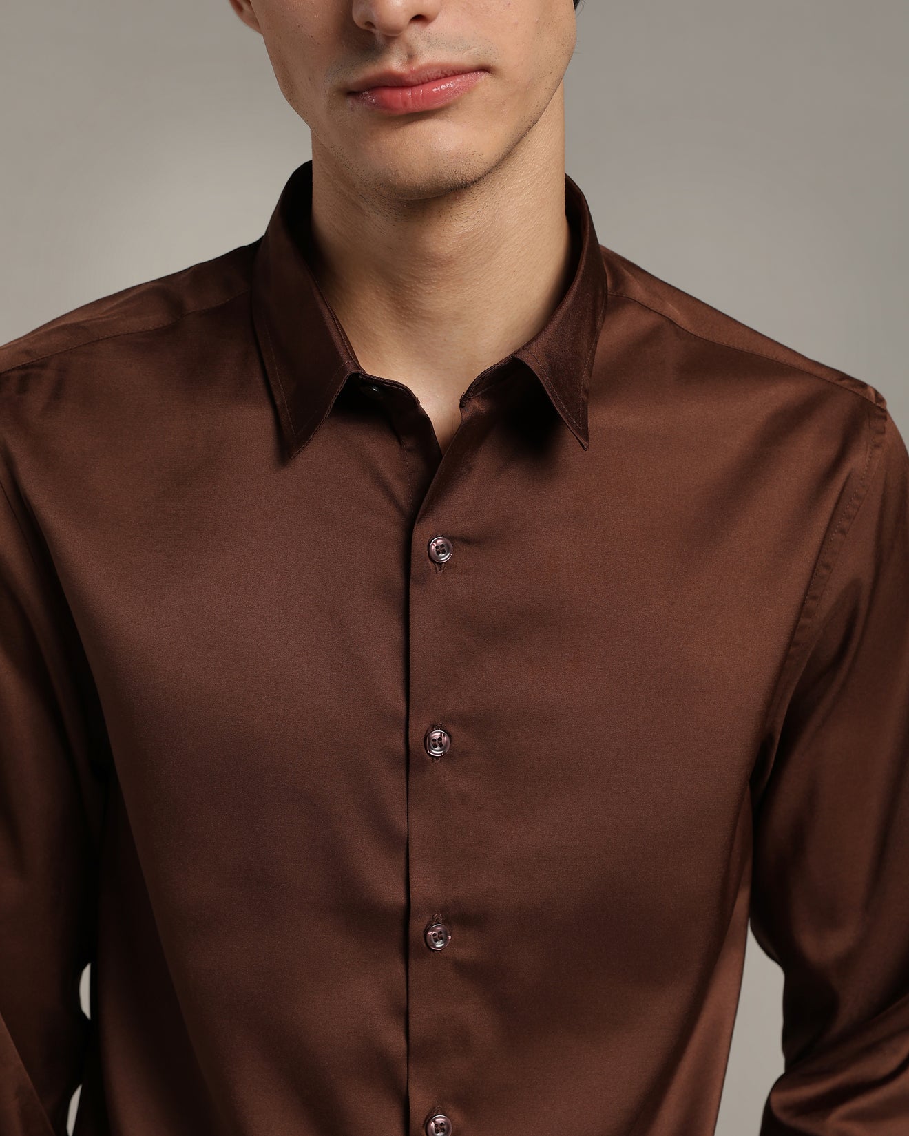 Luxe  Coffee Brown Slim Fit Shirt