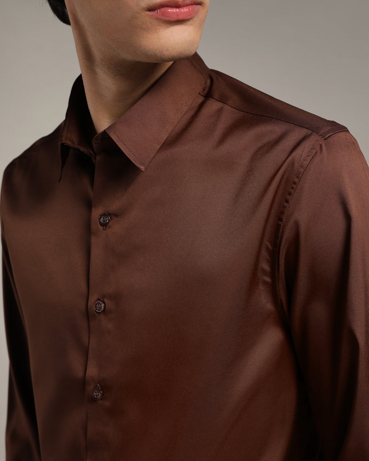 Luxe  Coffee Brown Slim Fit Shirt