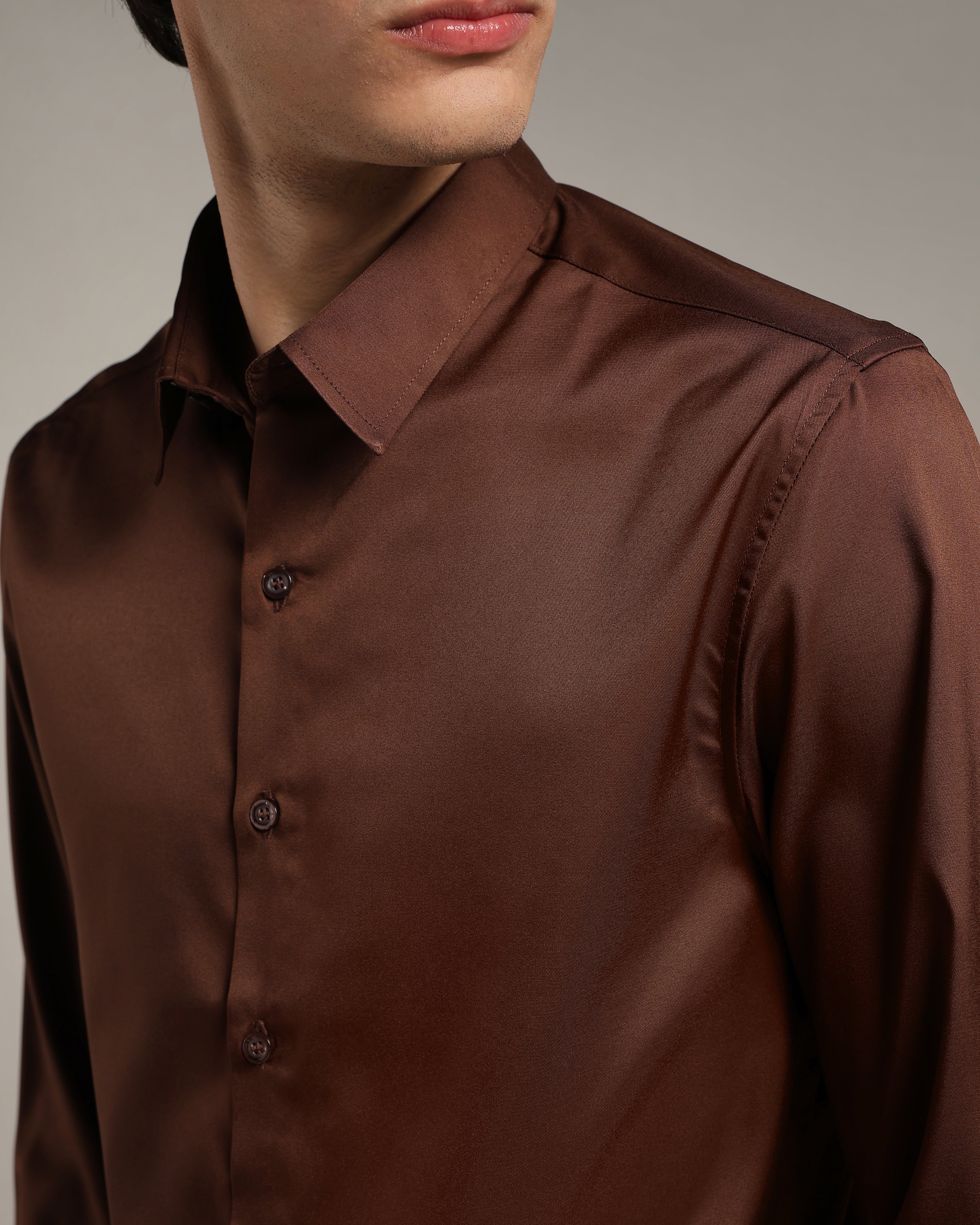 Luxe  Coffee Brown Slim Fit Shirt