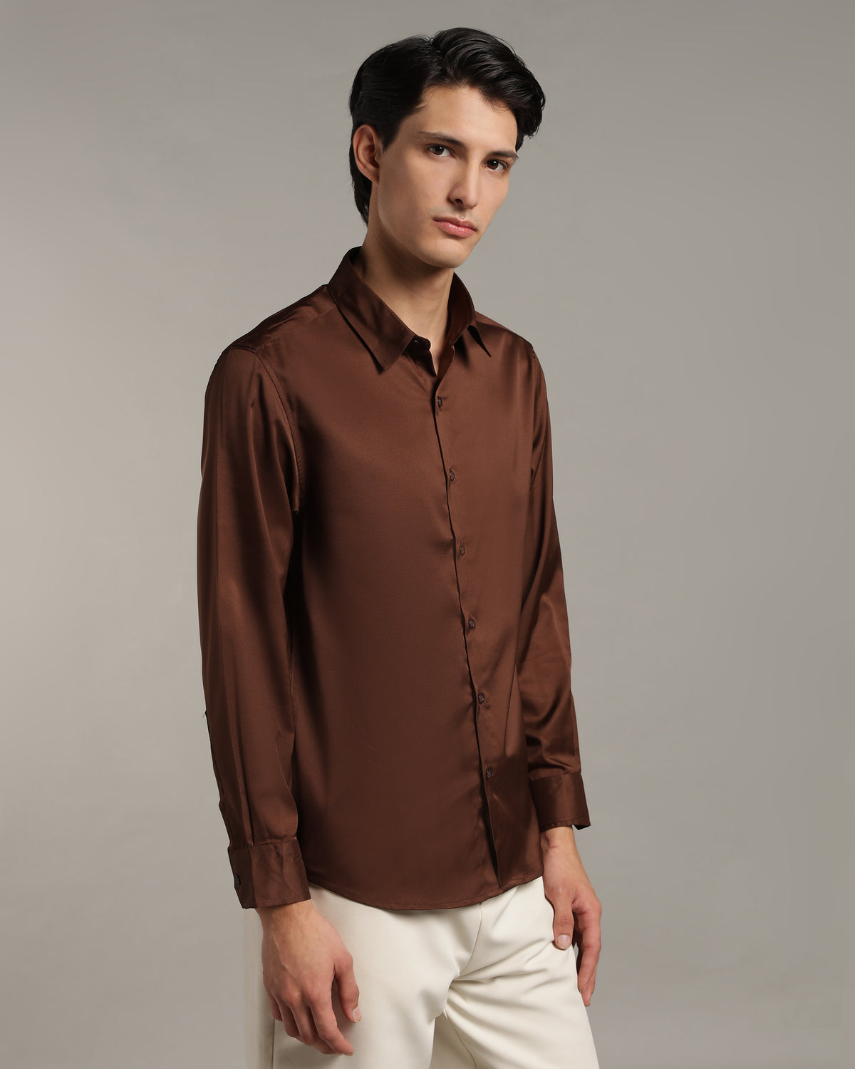 Luxe  Coffee Brown Slim Fit Shirt