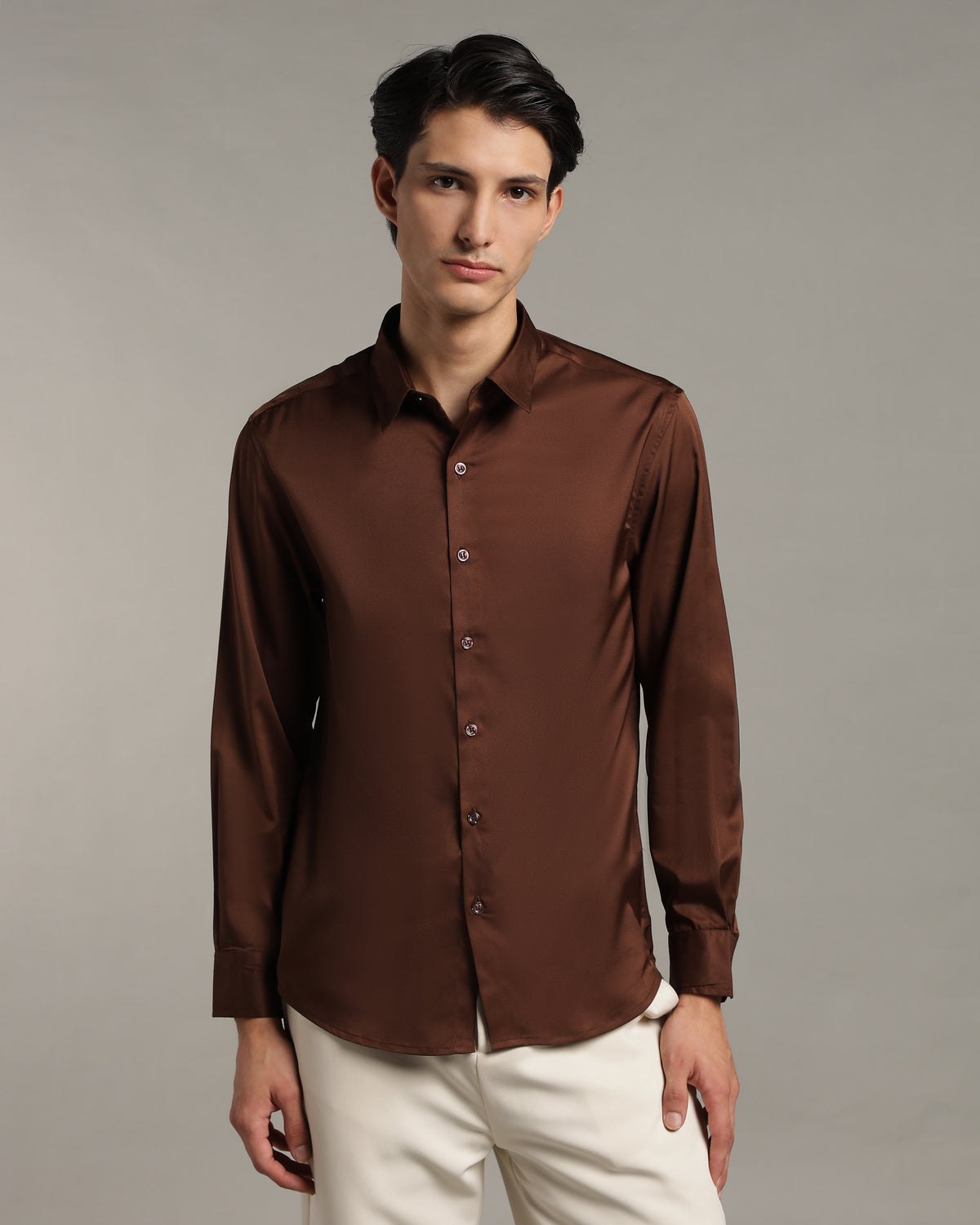 Luxe  Coffee Brown Slim Fit Shirt
