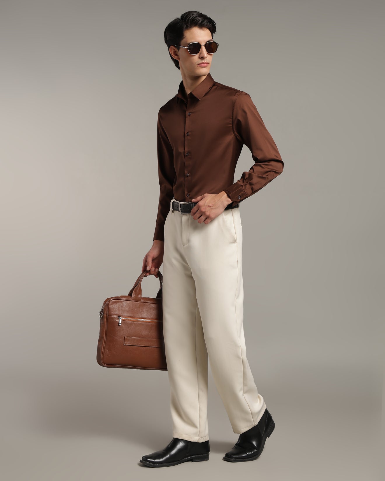 Luxe  Coffee Brown Slim Fit Shirt