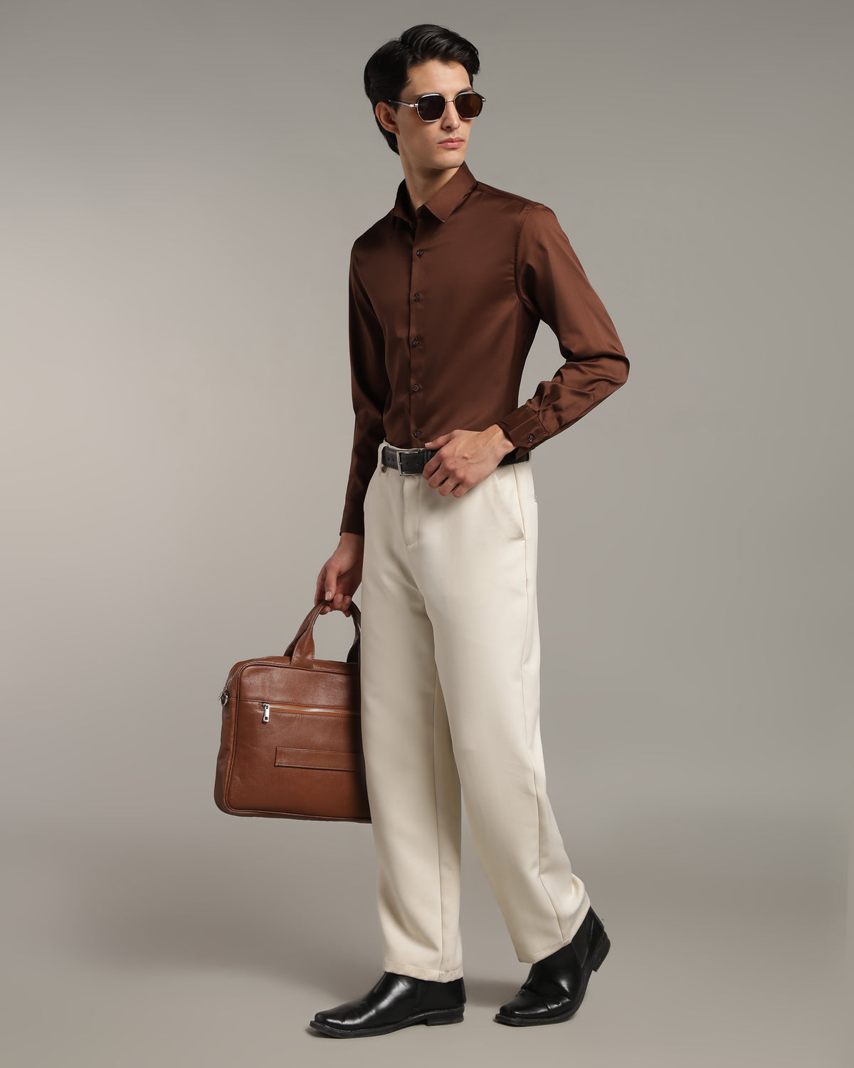 Luxe  Coffee Brown Slim Fit Shirt