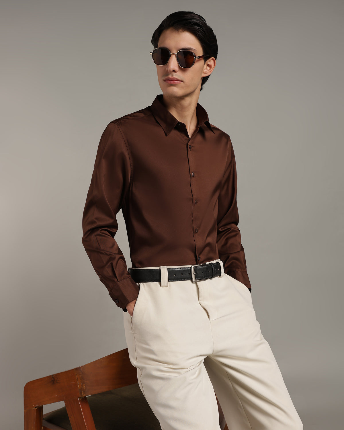 Luxe  Coffee Brown Slim Fit Shirt