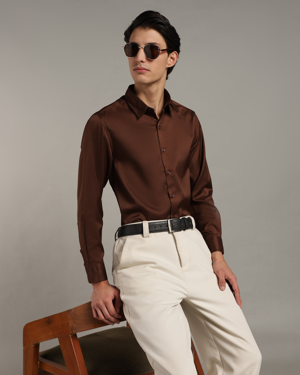 Luxe  Coffee Brown Slim Fit Shirt