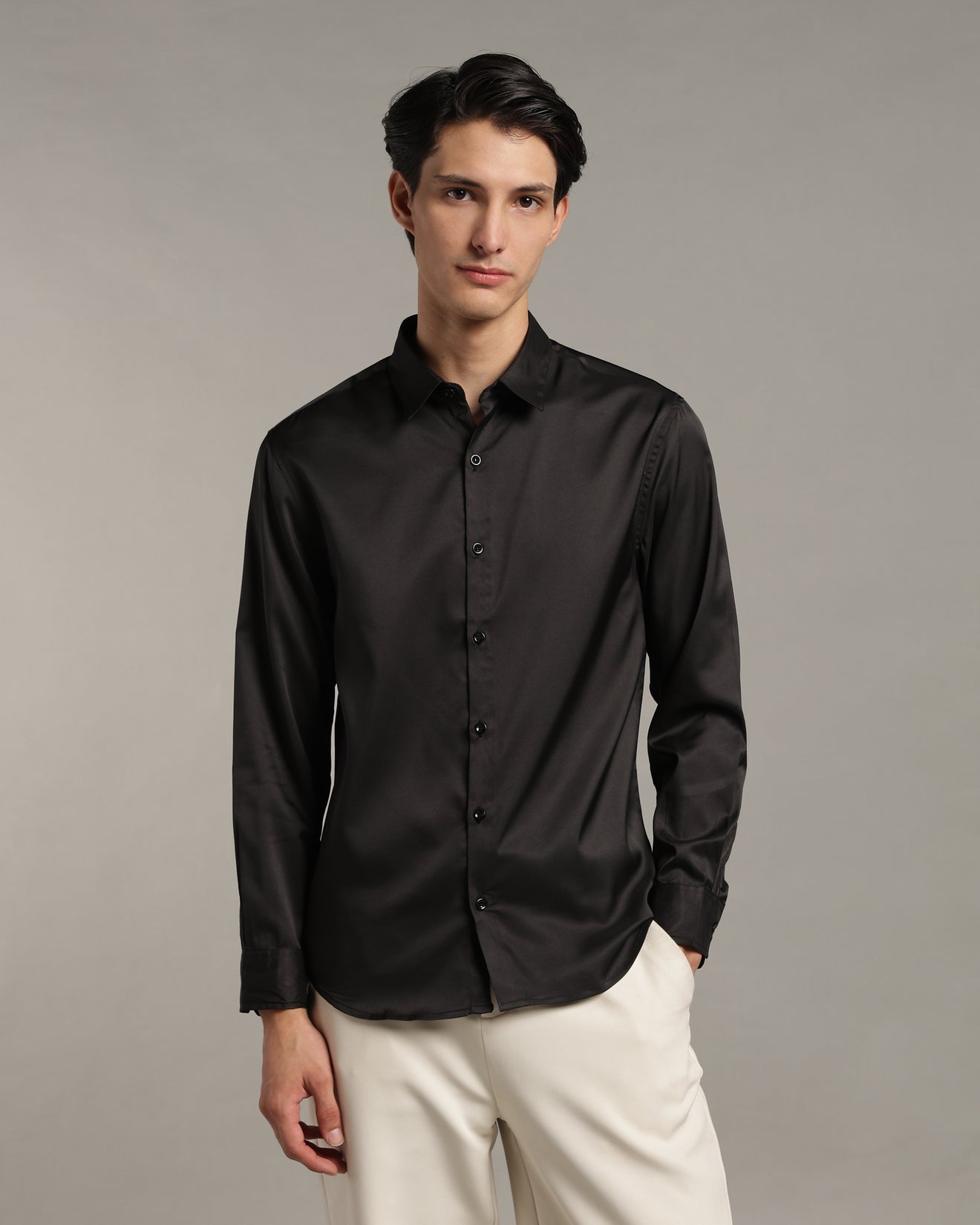 Luxe Black Slim Fit Shirt