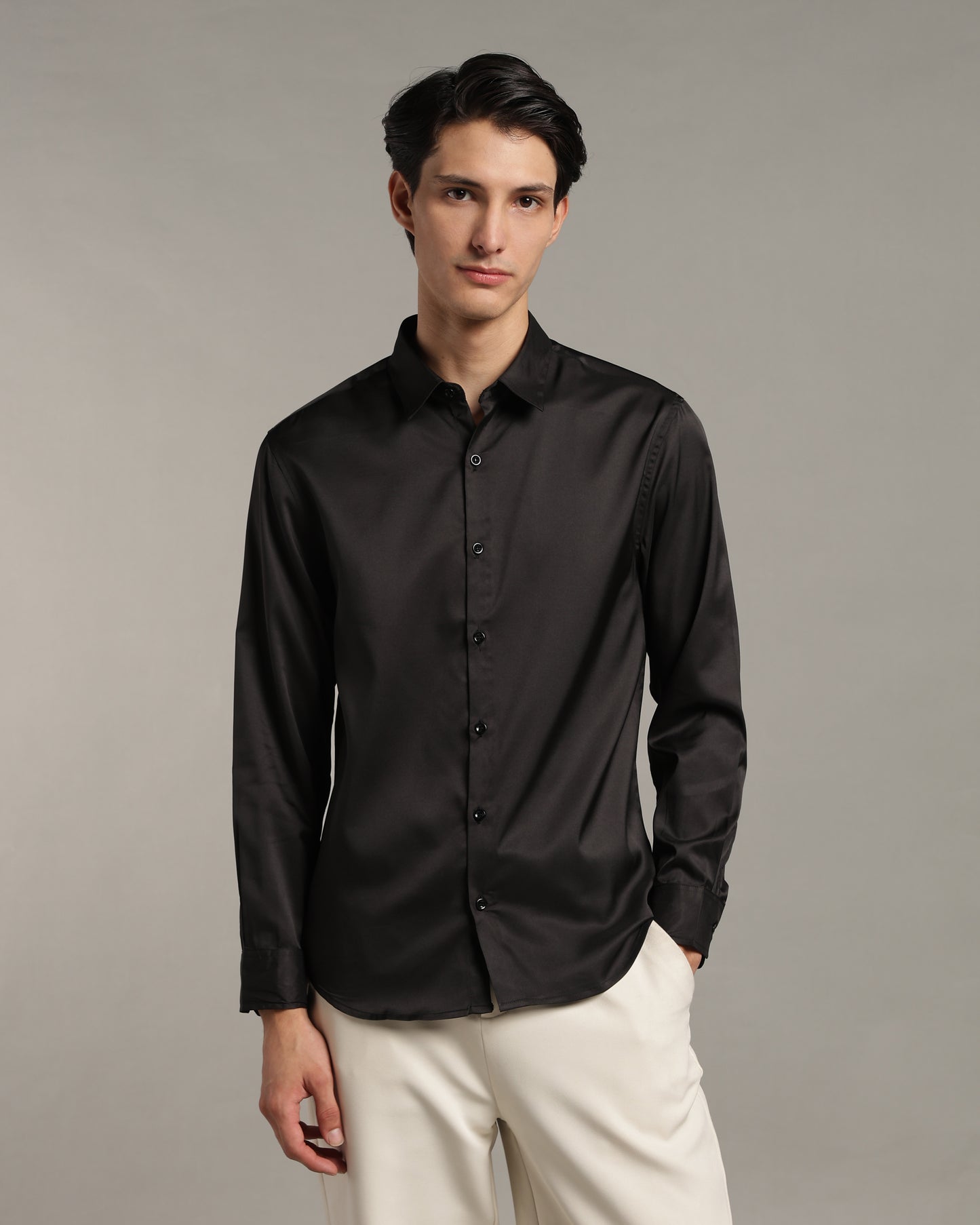 Luxe Black Slim Fit Shirt