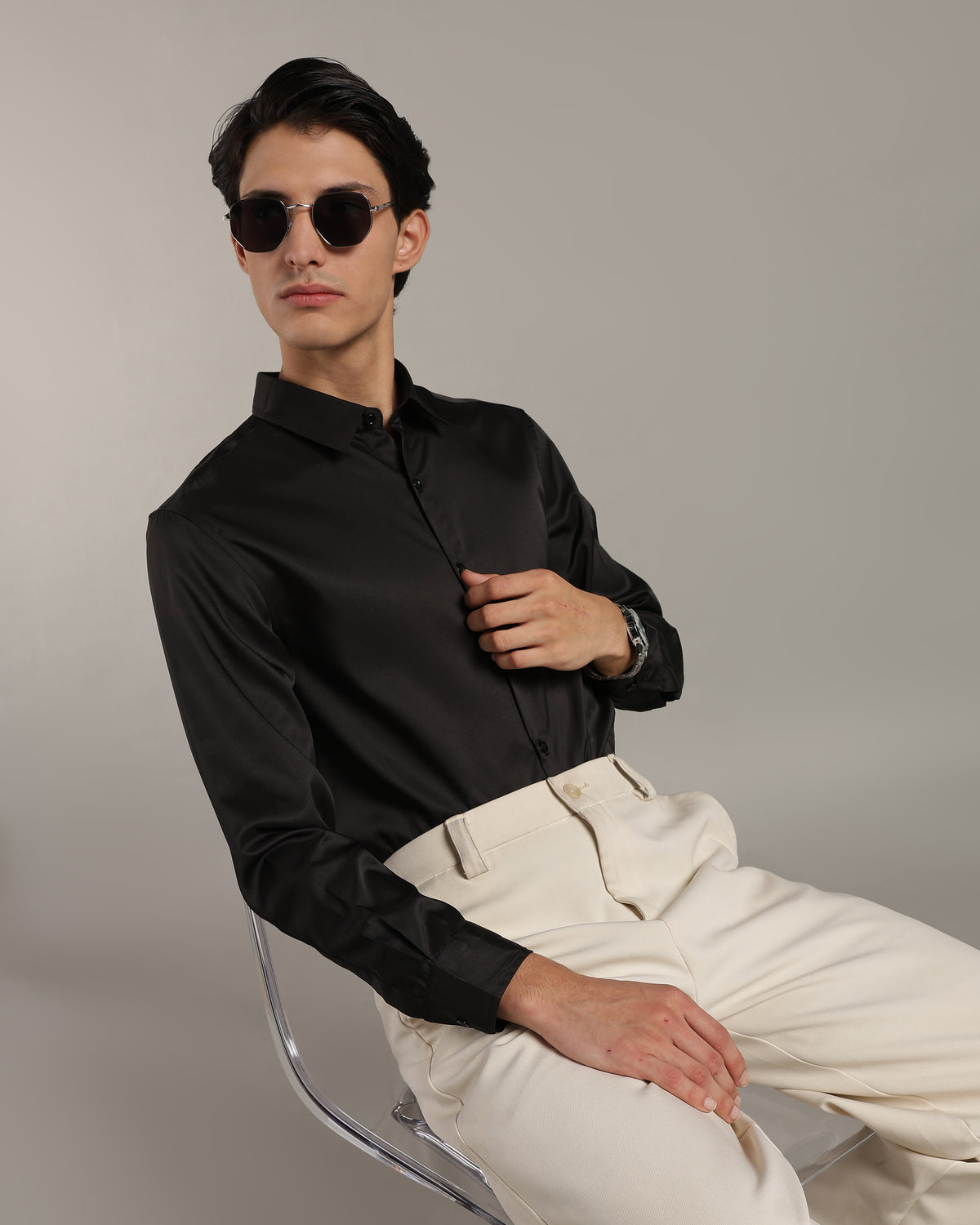 Luxe Black Slim Fit Shirt