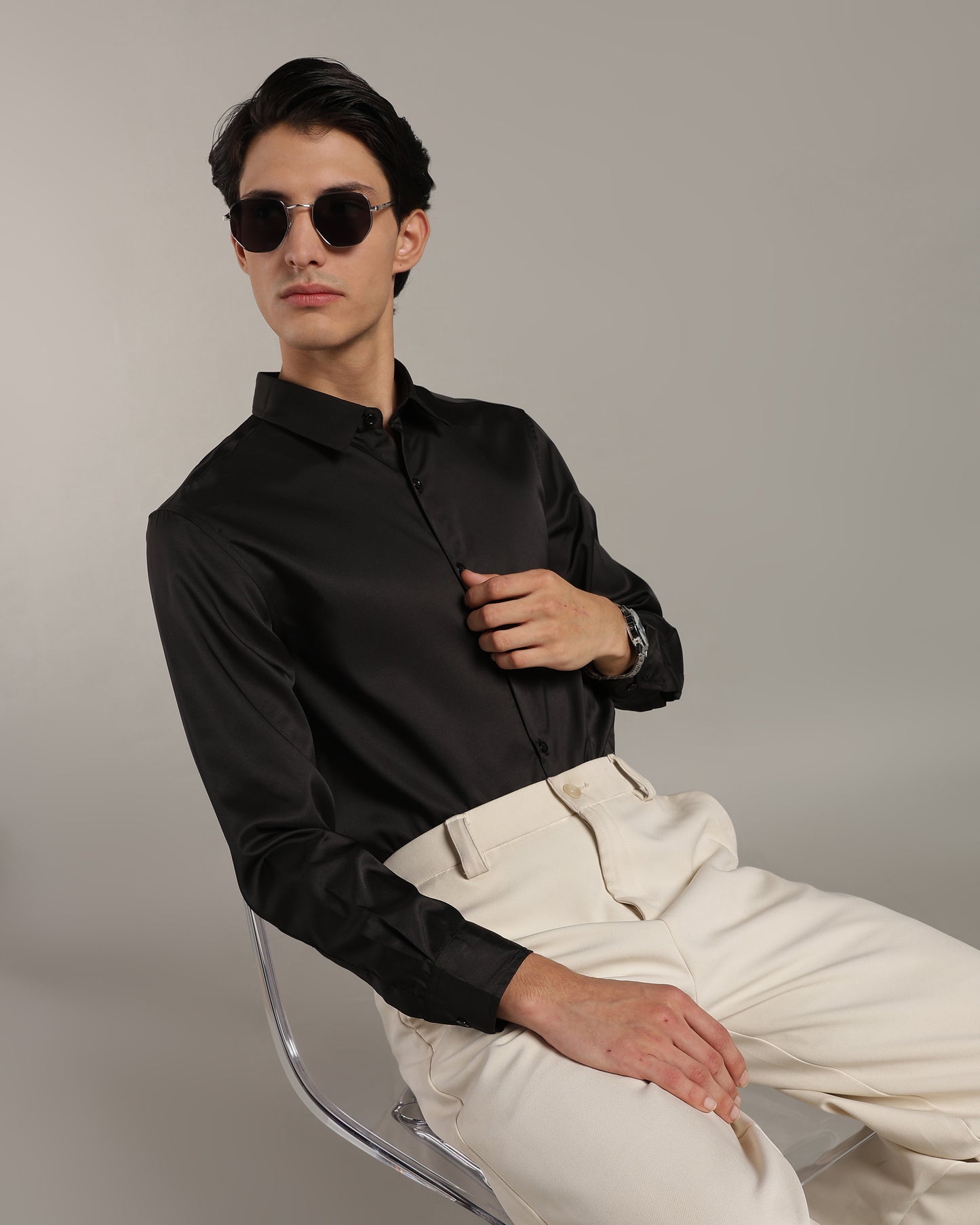 Luxe Black Slim Fit Shirt