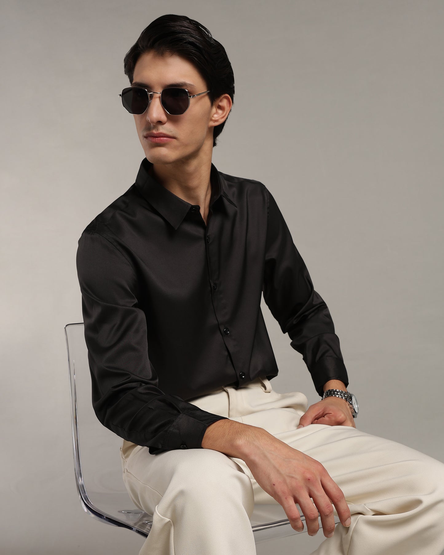 Luxe Black Slim Fit Shirt