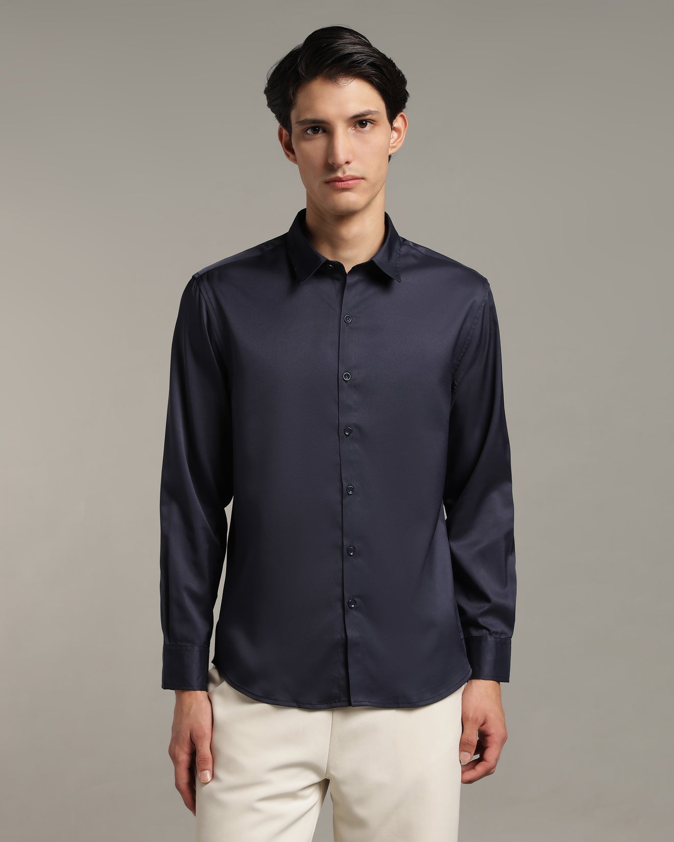 Luxe  Navy Blue Slim Fit Shirt
