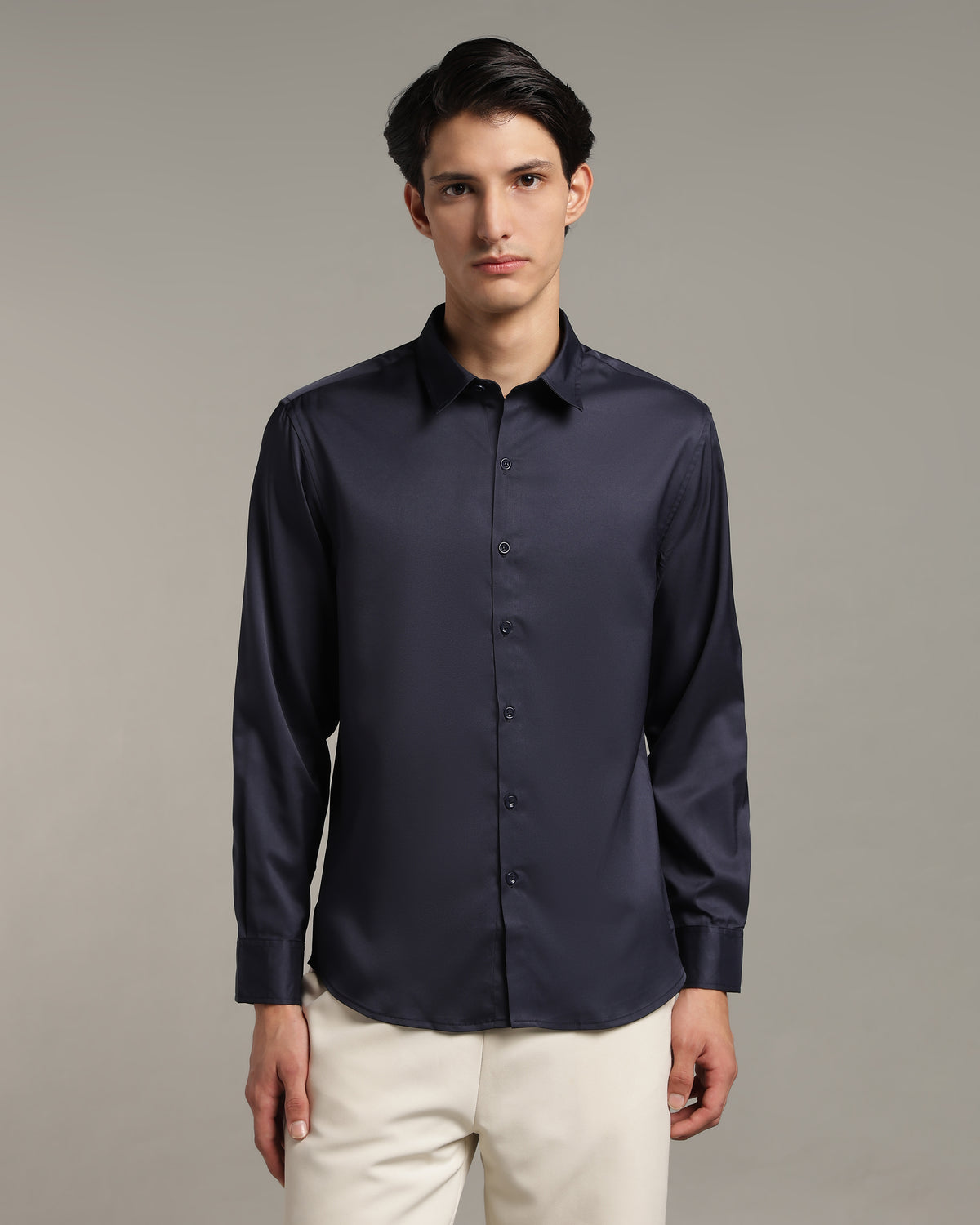 Luxe  Navy Blue Slim Fit Shirt