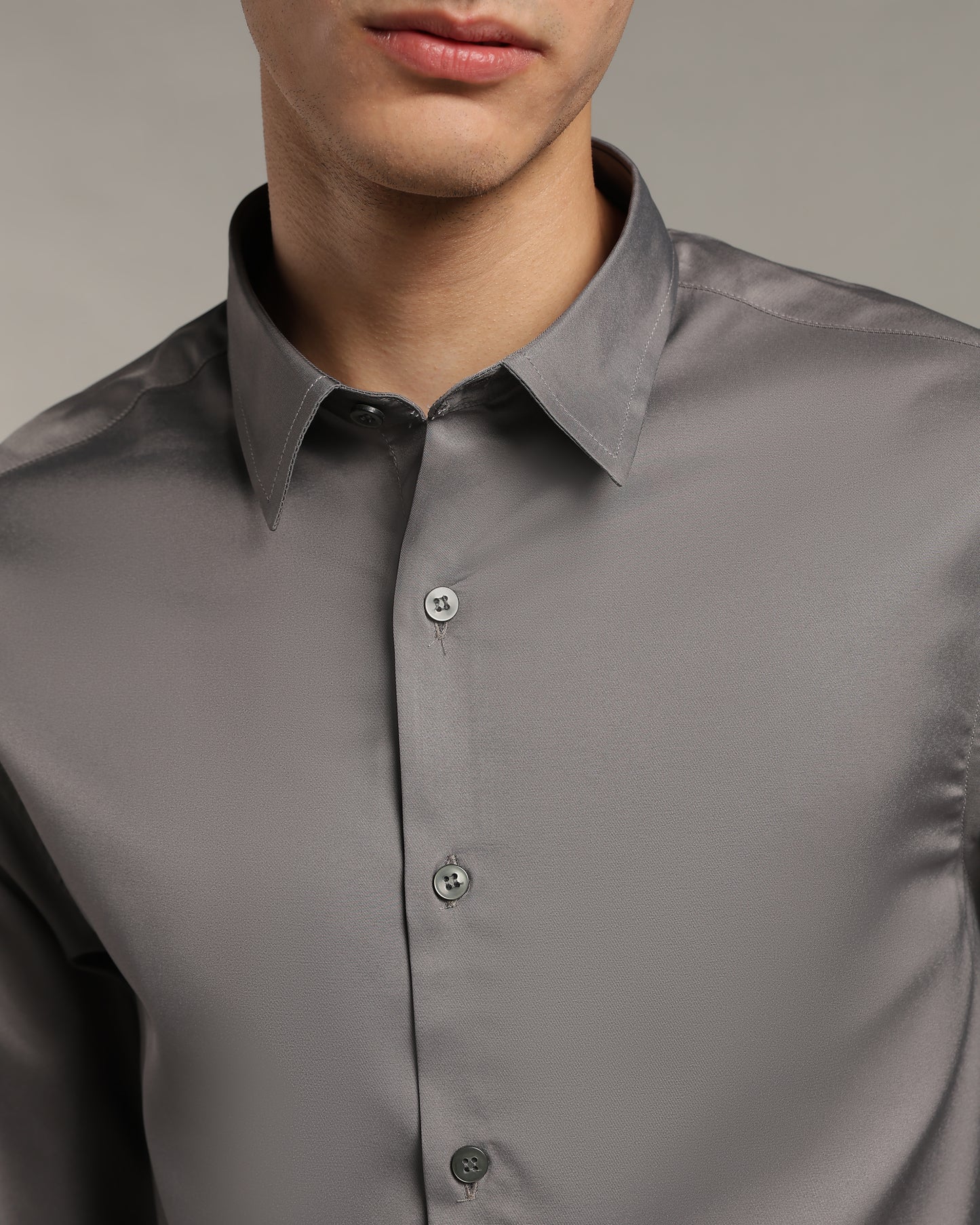 Luxe  Steel Grey Slim Fit Shirt