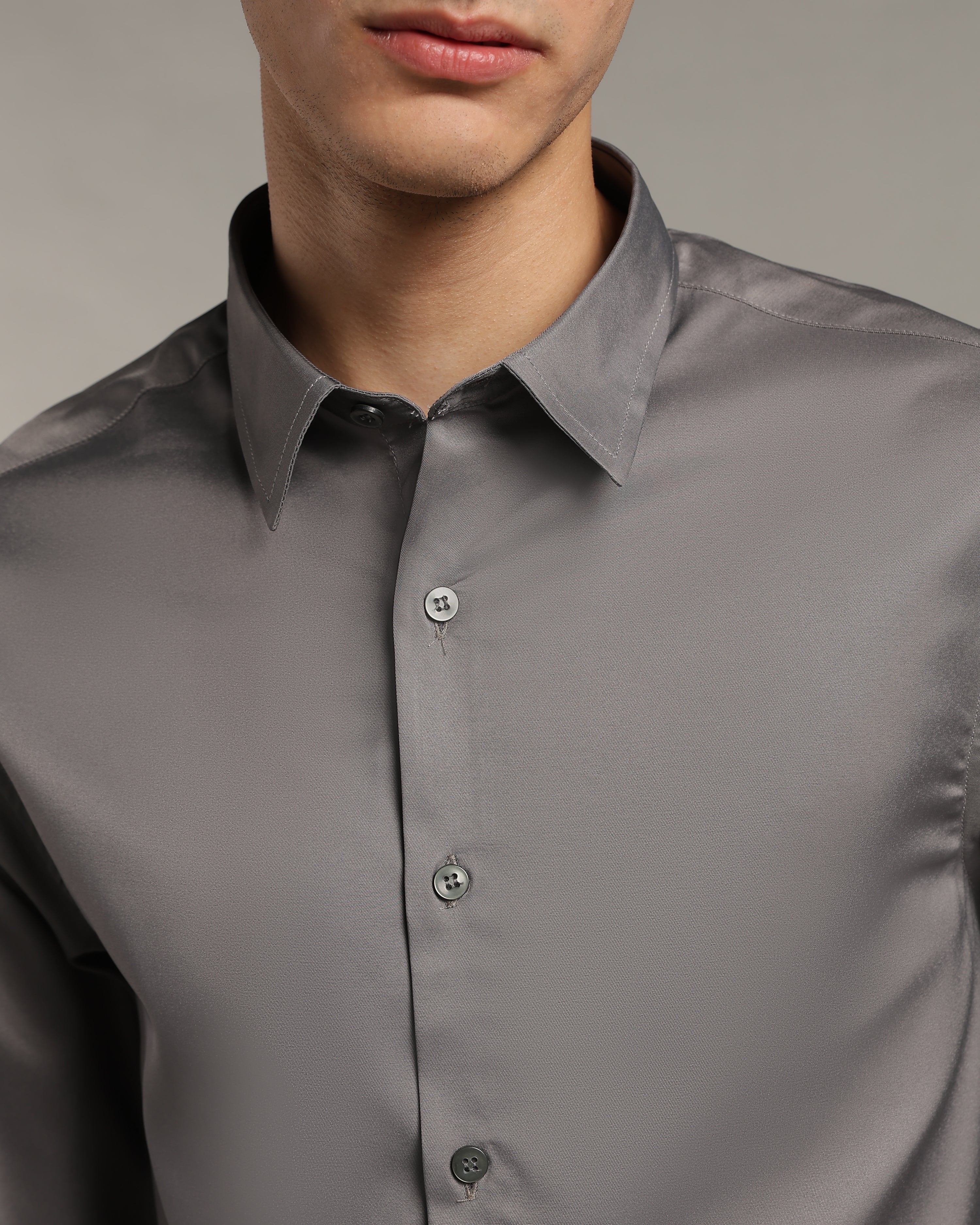 Luxe  Steel Grey Slim Fit Shirt