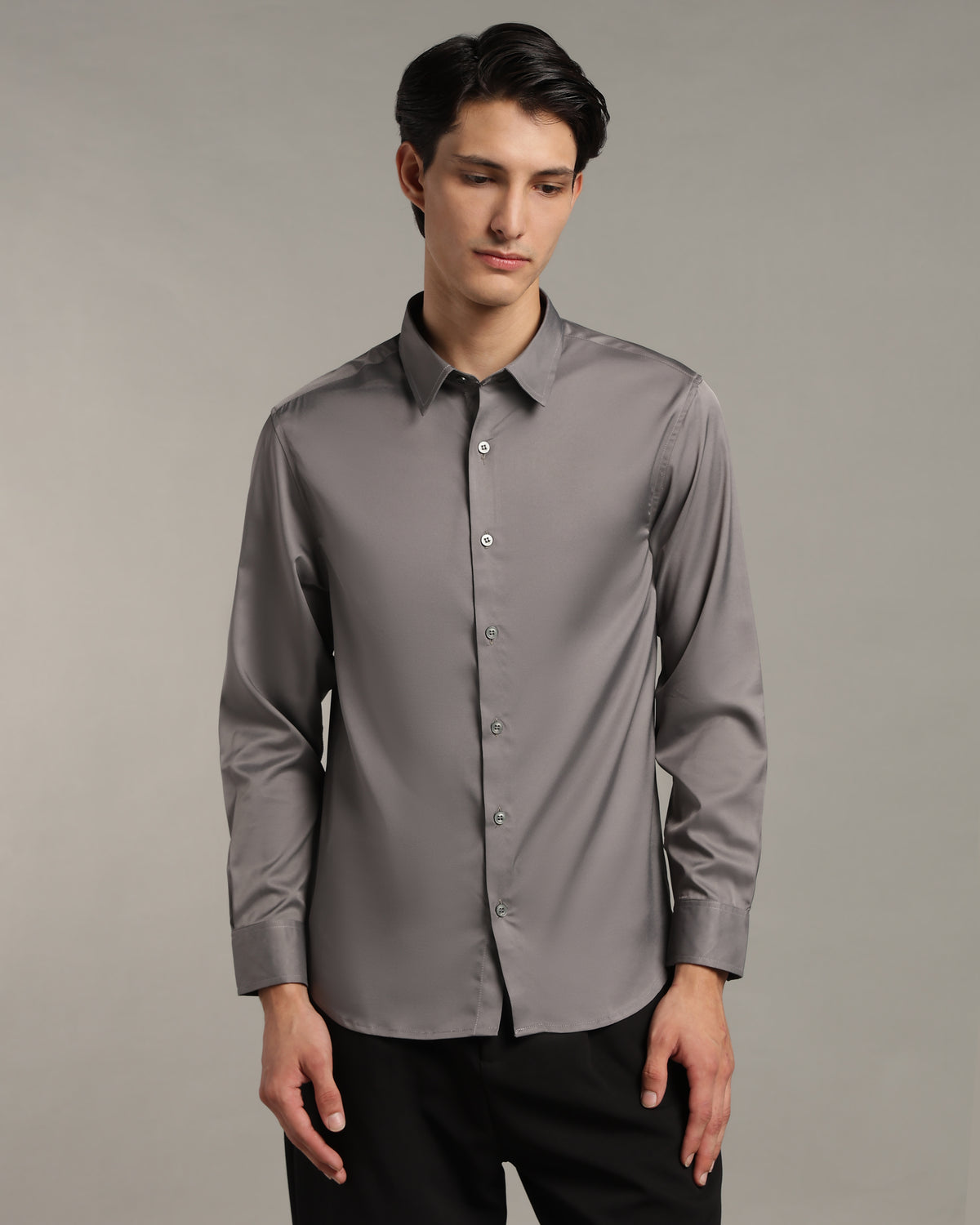 Luxe  Steel Grey Slim Fit Shirt