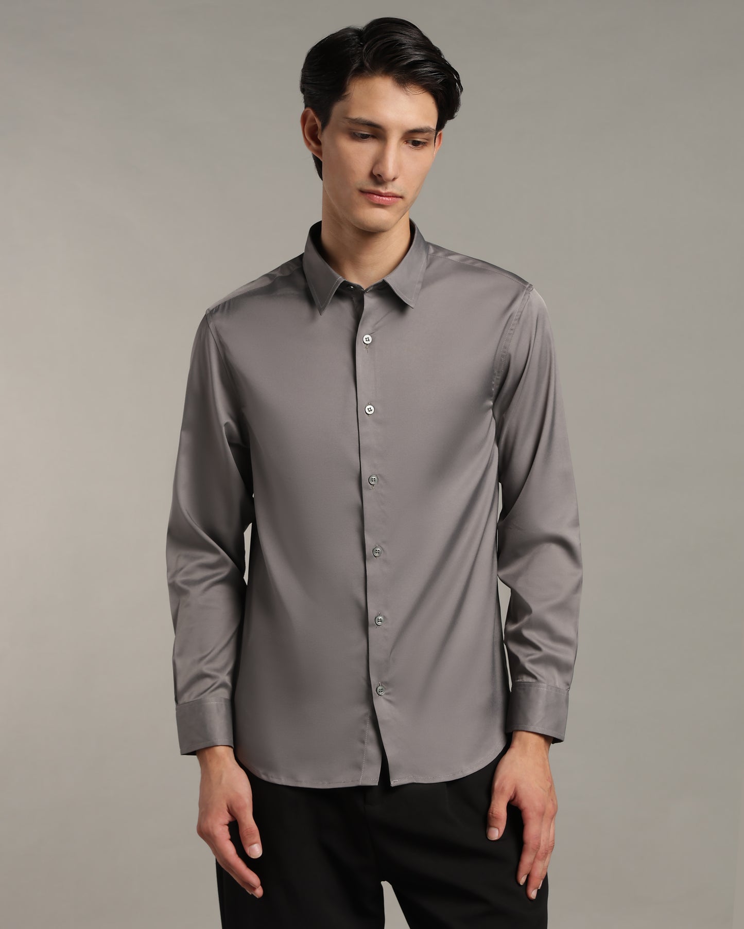 Luxe  Steel Grey Slim Fit Shirt