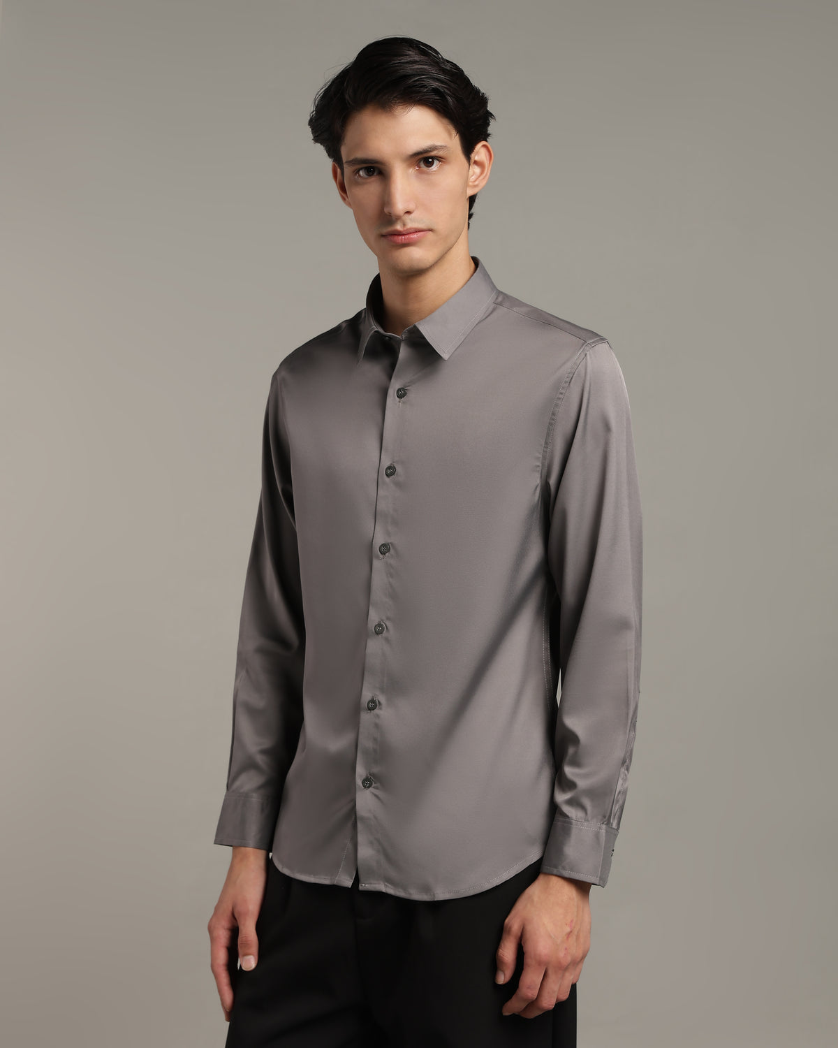 Luxe  Steel Grey Slim Fit Shirt