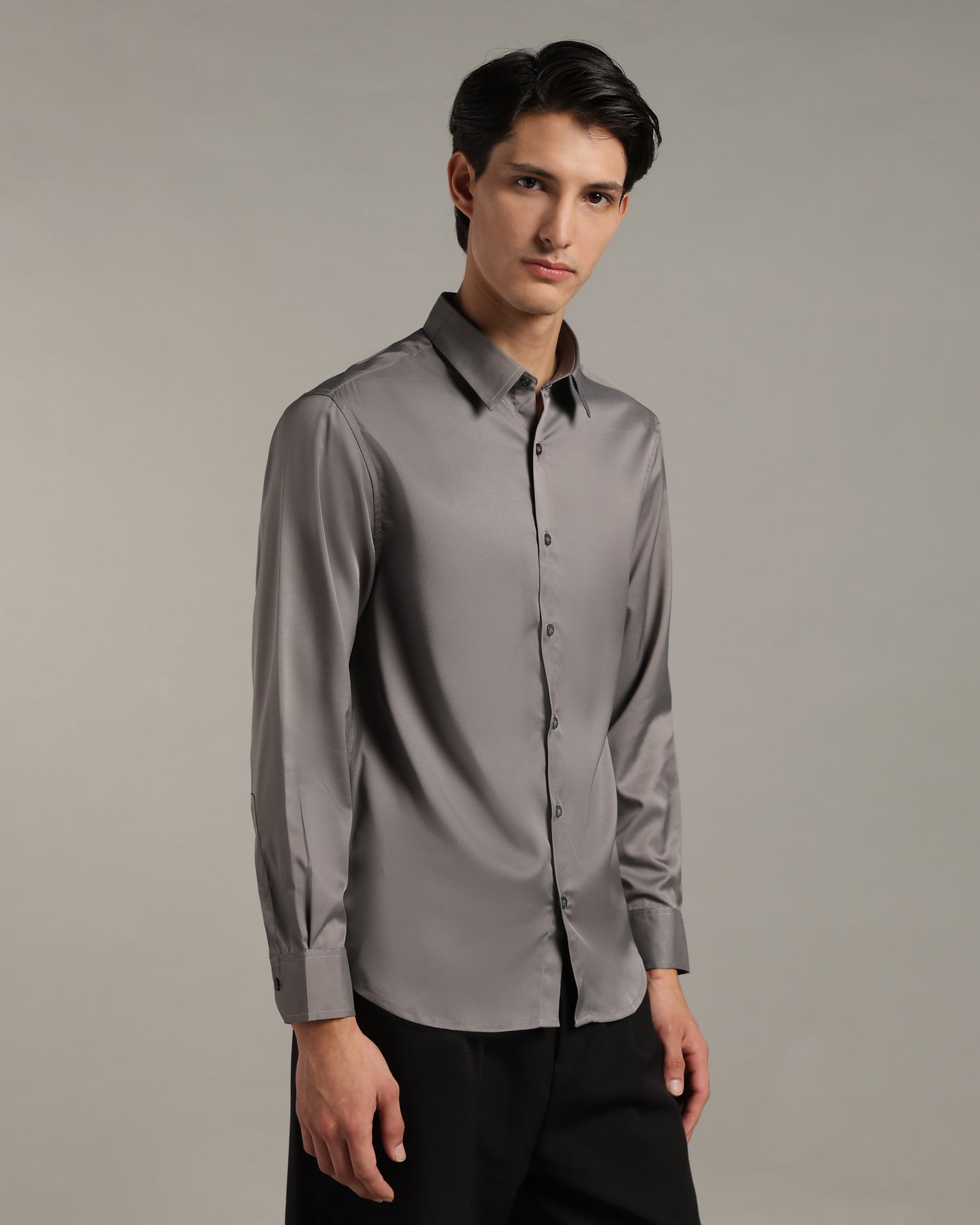 Luxe  Steel Grey Slim Fit Shirt