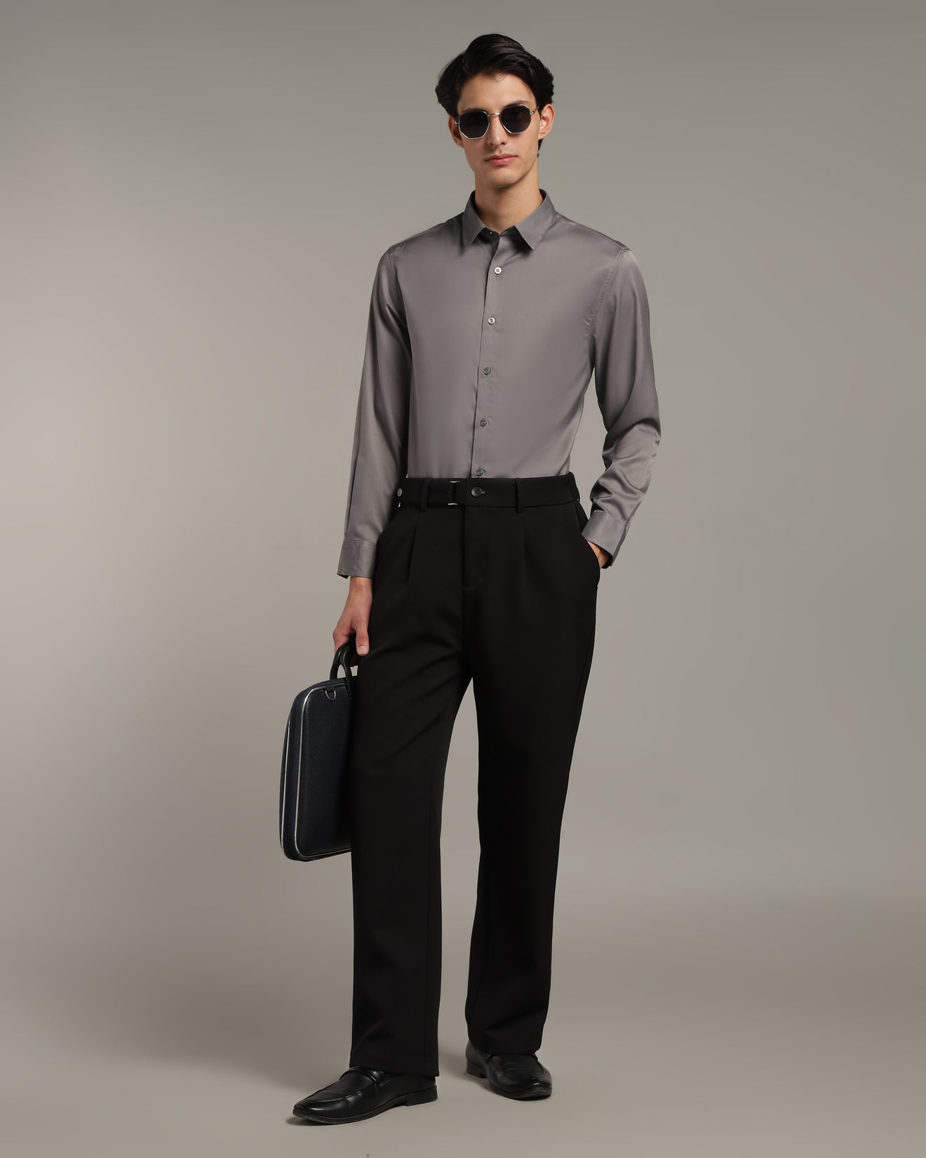 Luxe  Steel Grey Slim Fit Shirt
