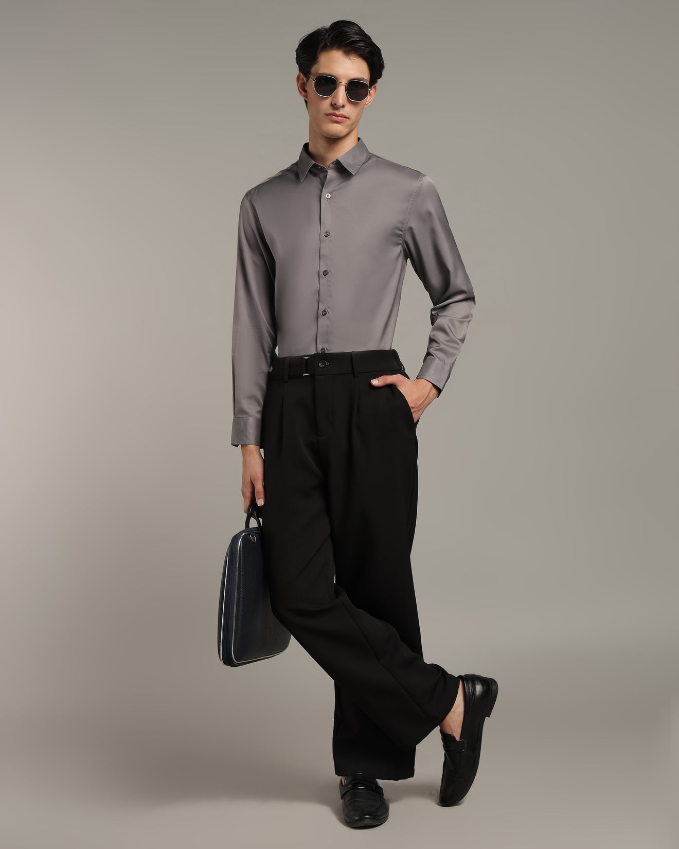 Luxe  Steel Grey Slim Fit Shirt