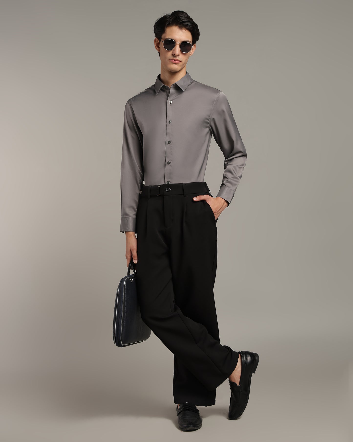 Luxe  Steel Grey Slim Fit Shirt