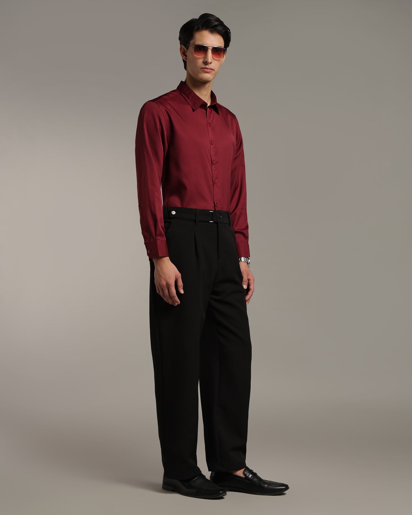 Luxe  Wine Slim Fit Shirt