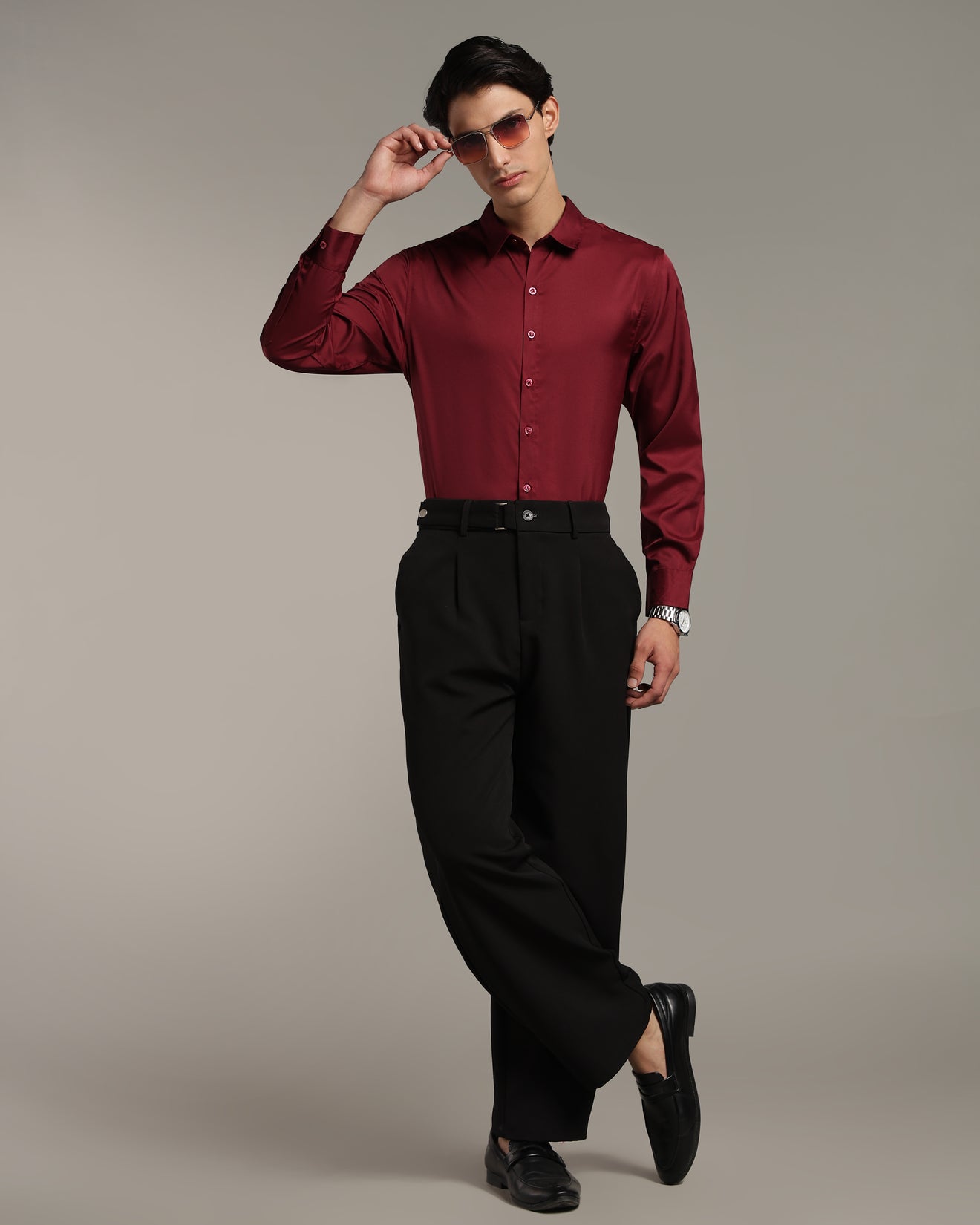 Luxe  Wine Slim Fit Shirt