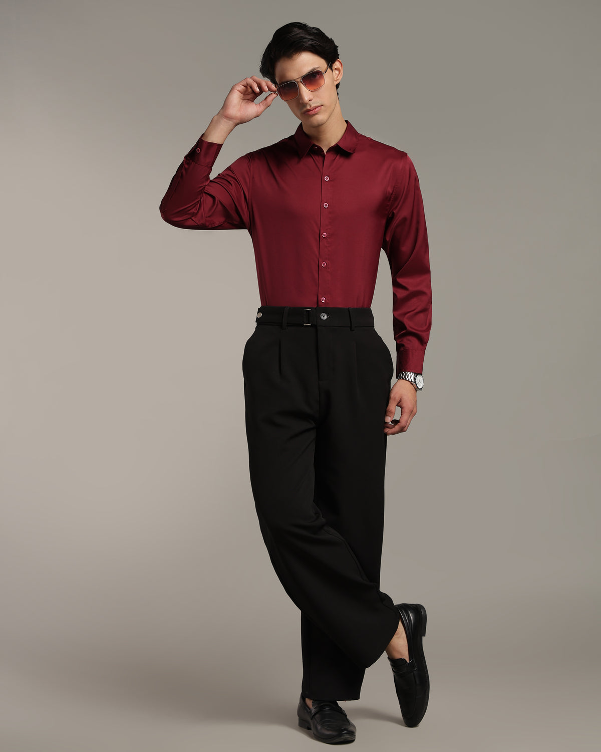 Luxe  Wine Slim Fit Shirt