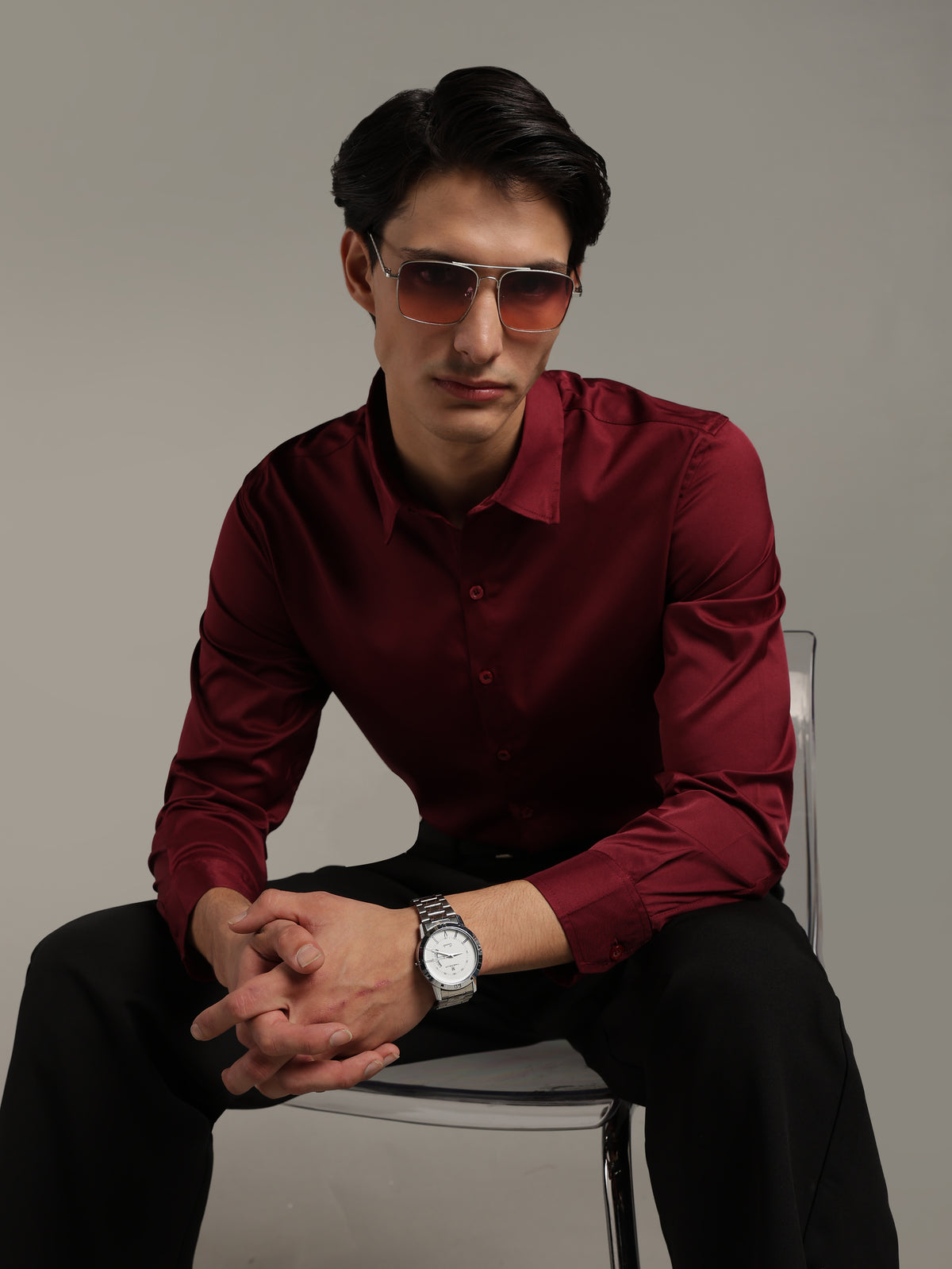 Luxe  Wine Slim Fit Shirt