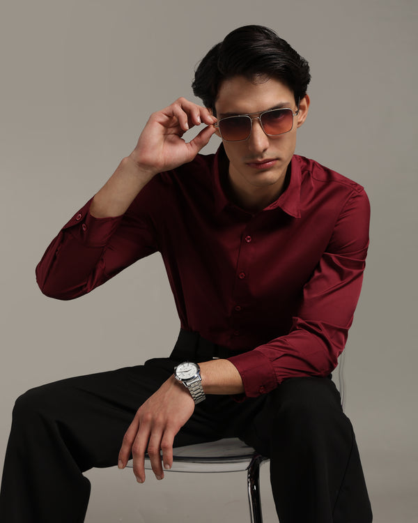 Luxe  Wine Slim Fit Shirt