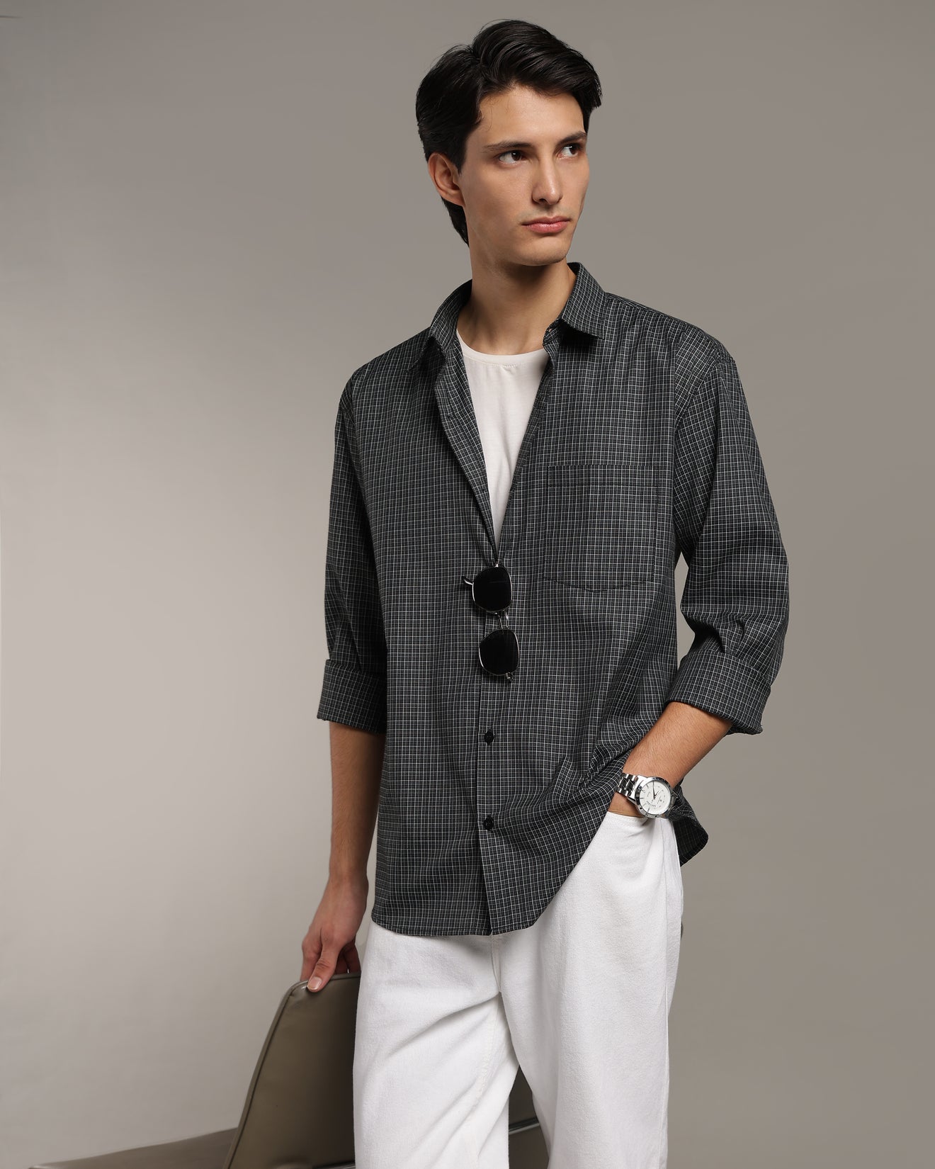 Charcoal Black Poplin Shirt