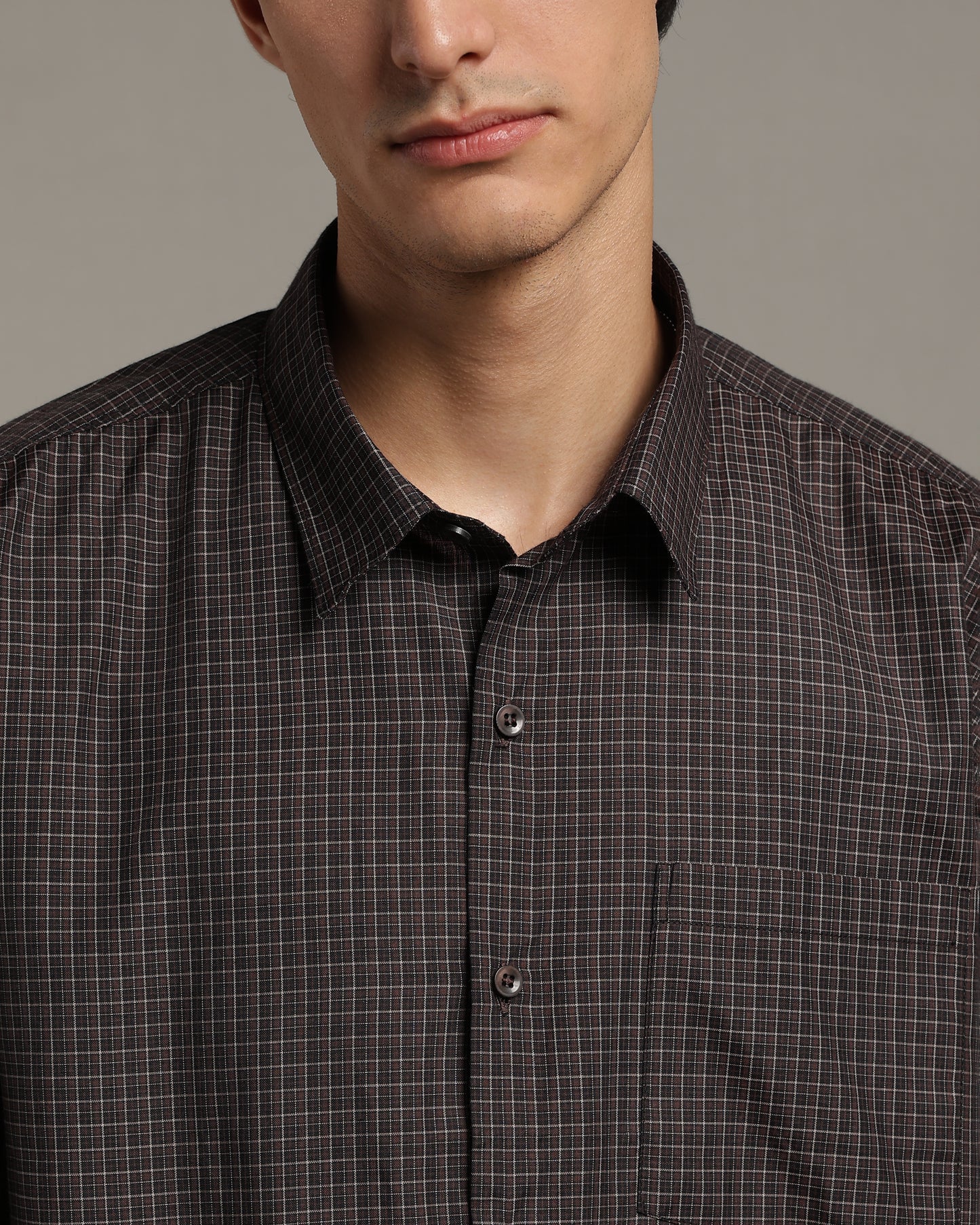 Deep Brown Poplin Shirt