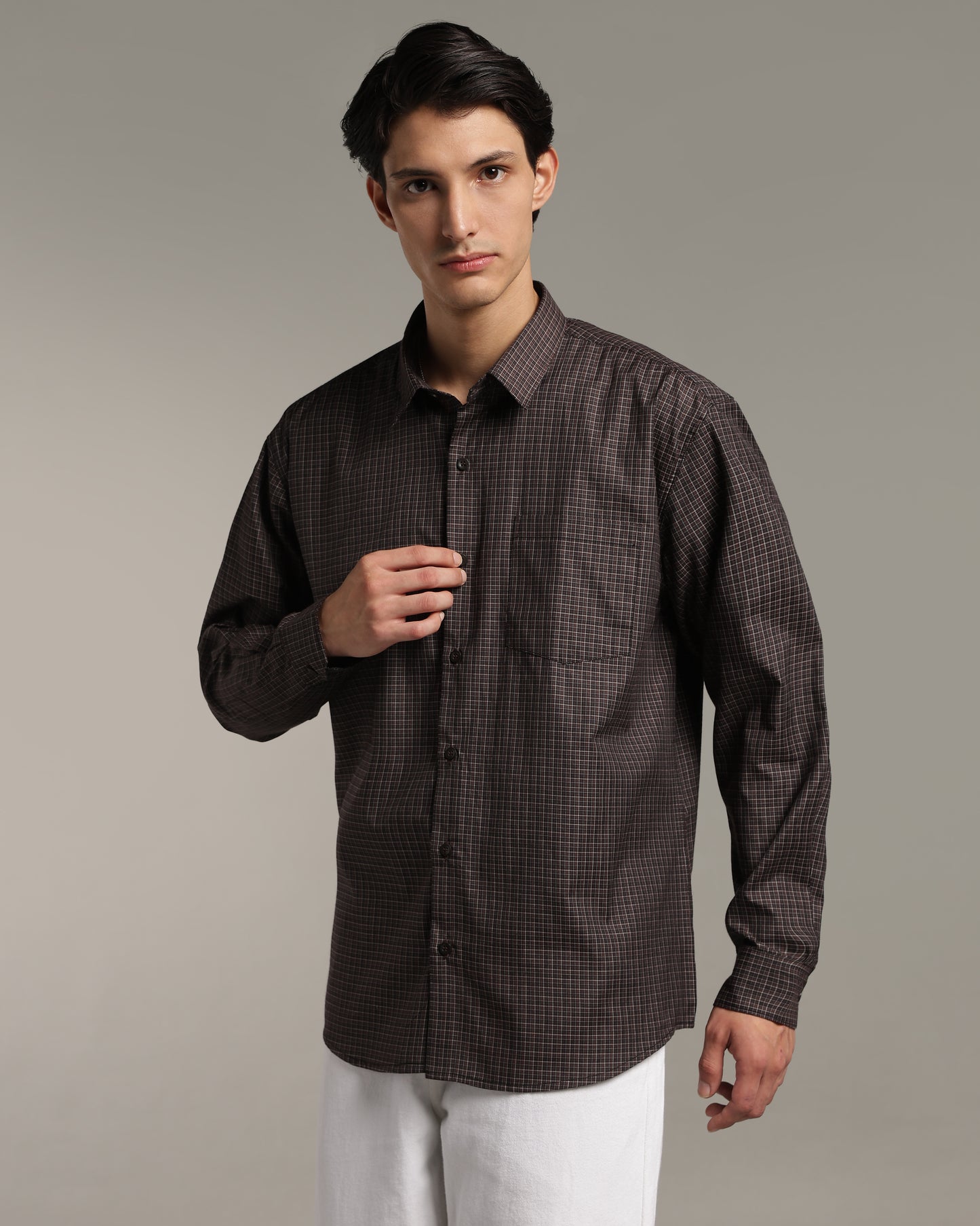 Deep Brown Poplin Shirt