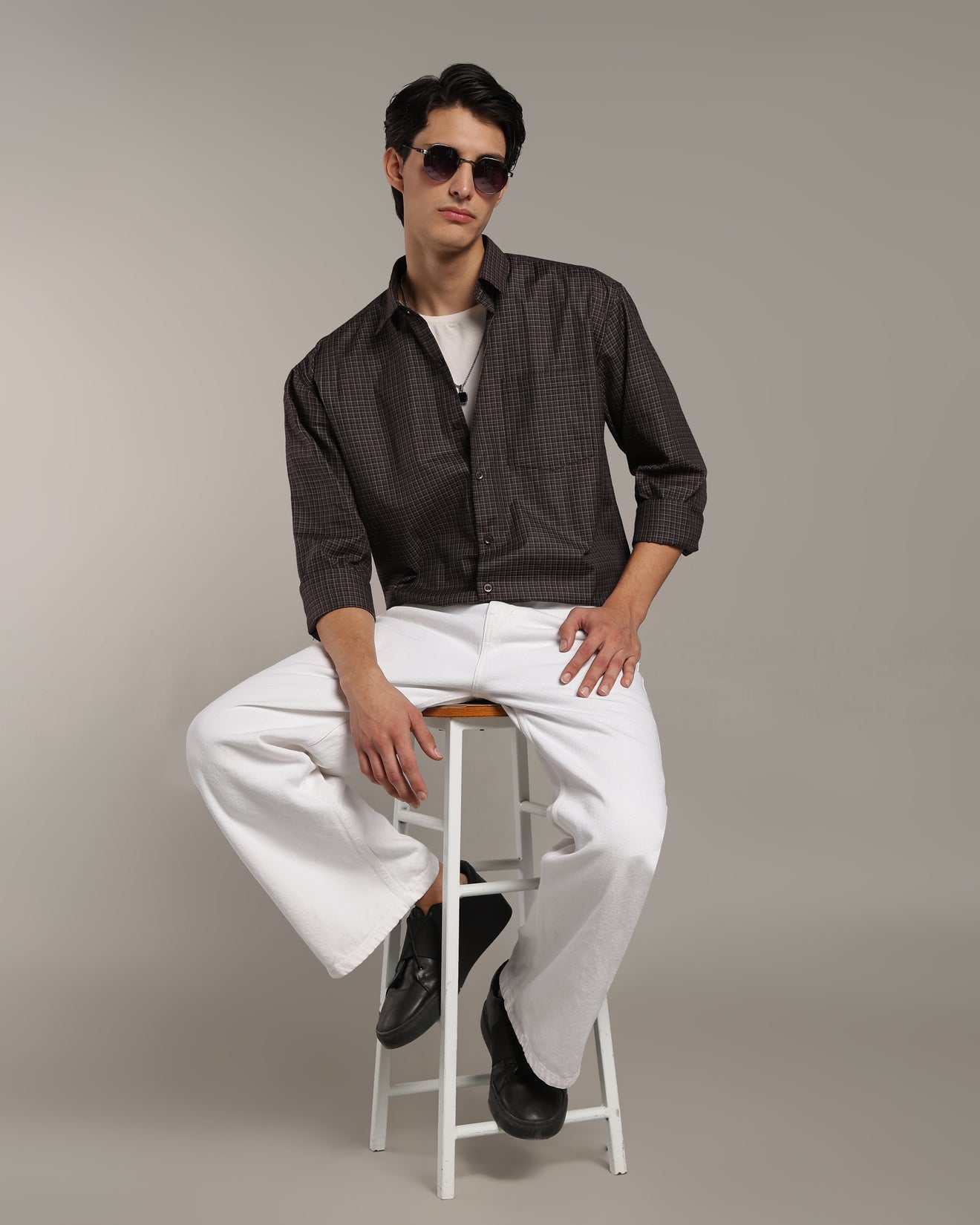 Deep Brown Poplin Shirt