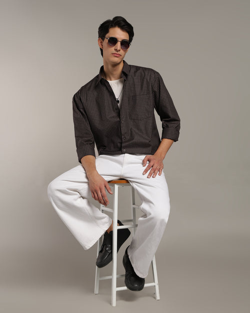 Deep Brown Poplin Shirt