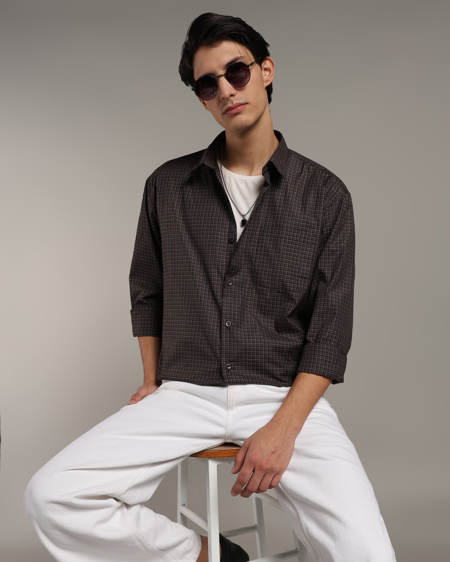 Deep Brown Poplin Shirt