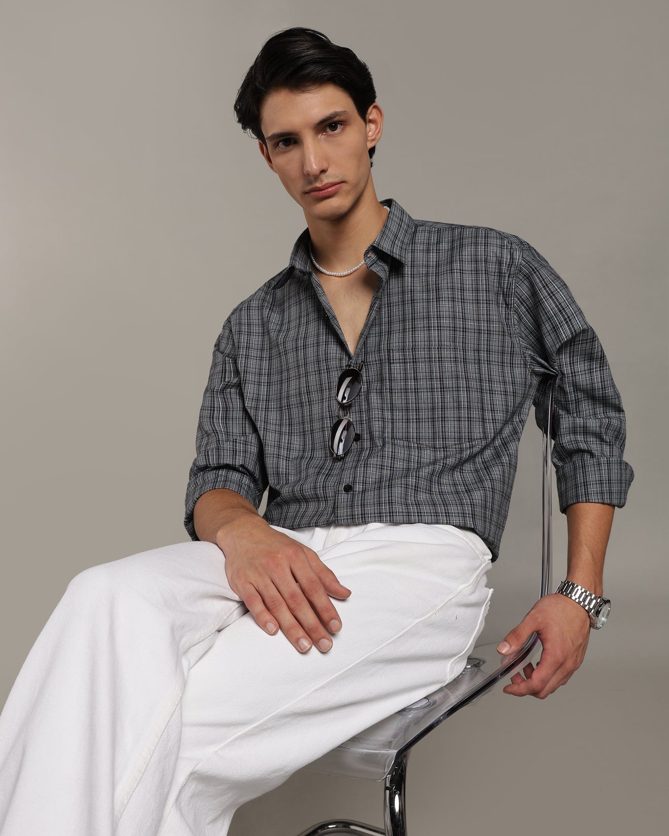 Ash Grey Poplin Shirt