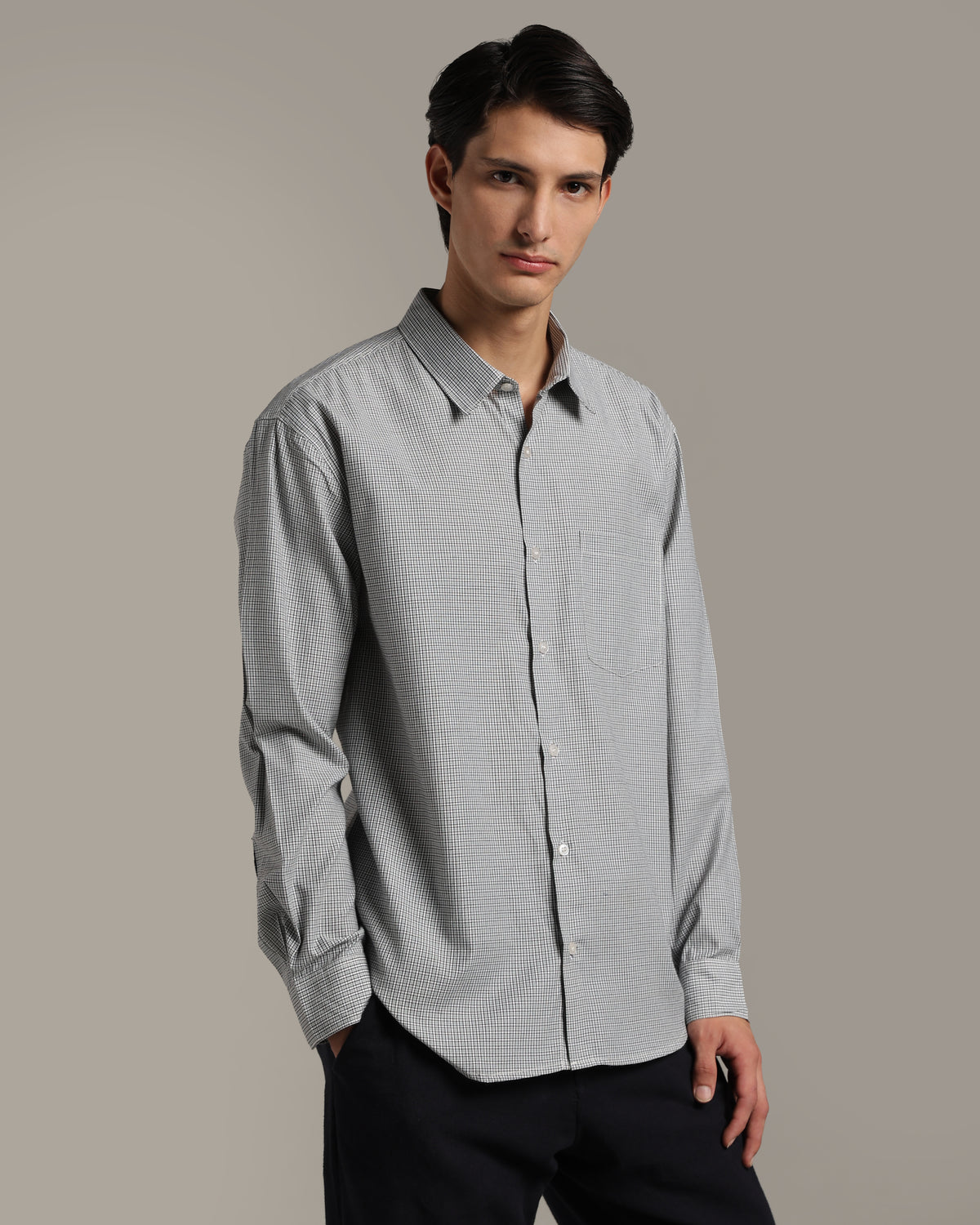 Silver Grey Poplin Shirt